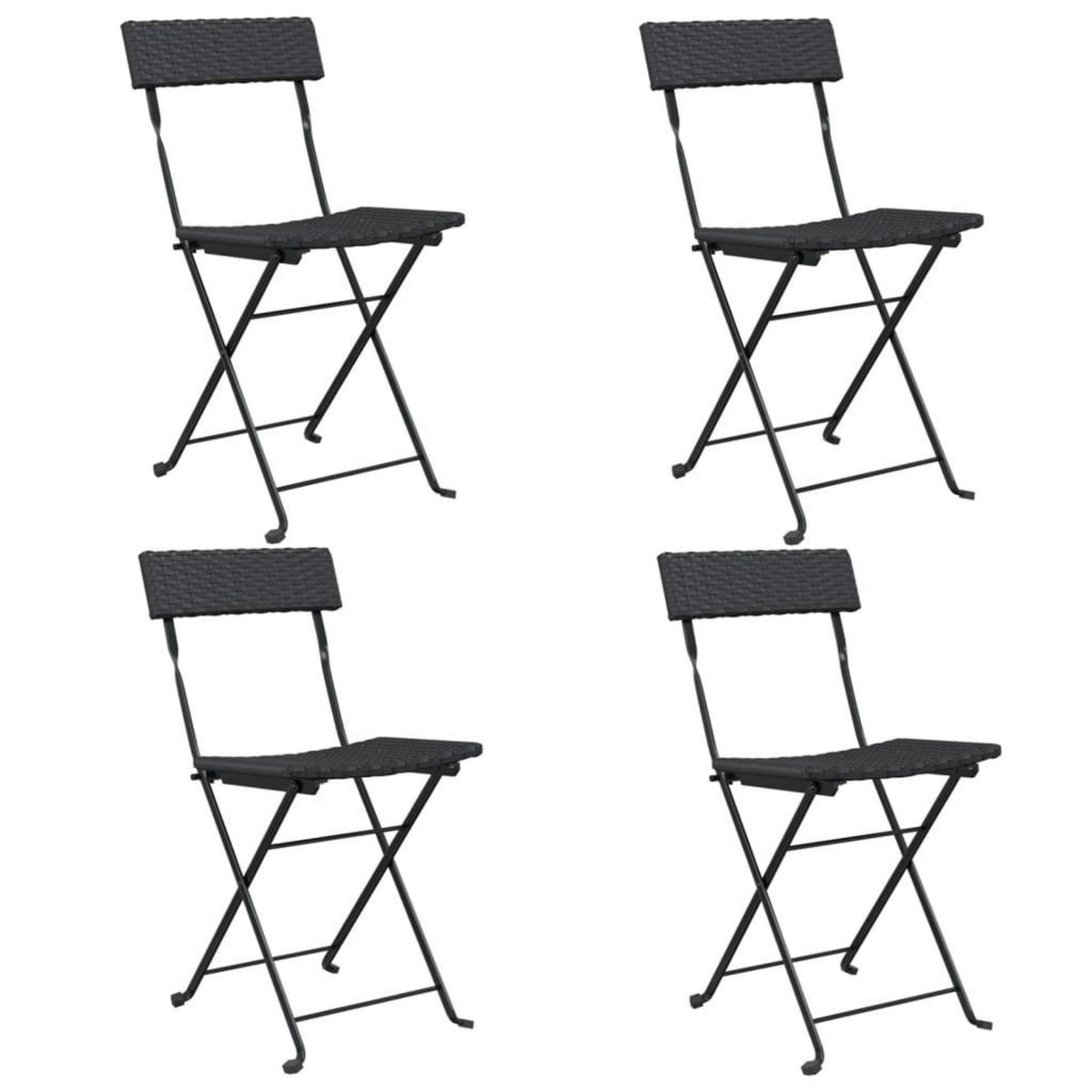 VIDAXL Chaises de bistrot pliantes lot de 4 Noir Resine tressee acier
