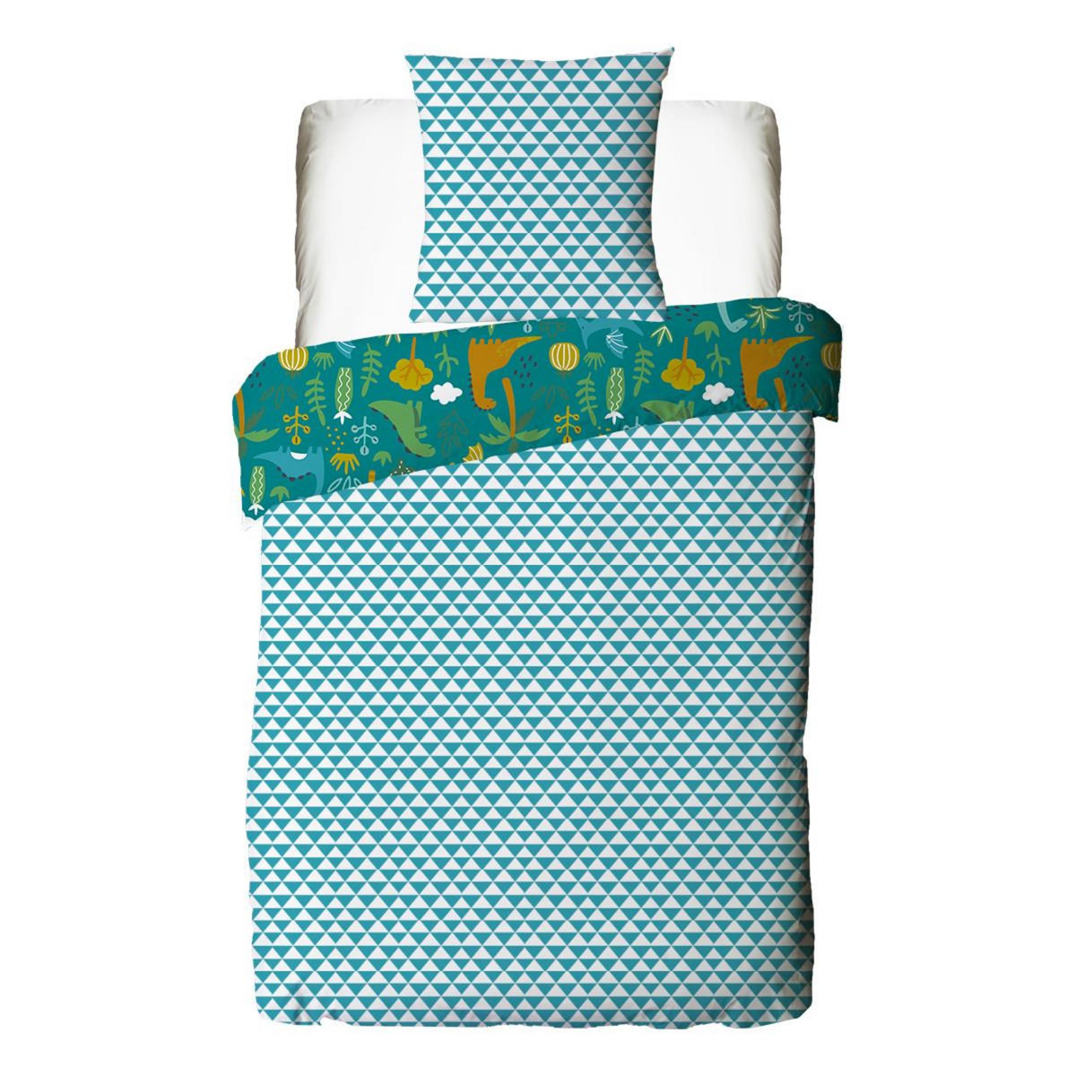 FUTURE HOME Parure de lit enfant réversible imprimé Dinosaure 140x200cm
