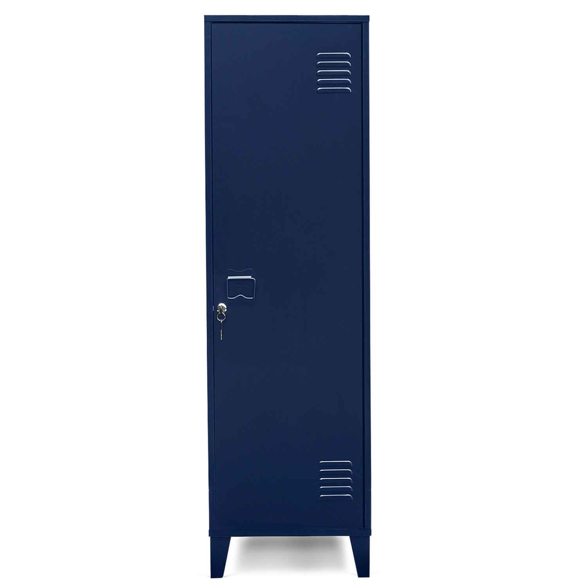 Voir la diapositive 3 : ID MARKET Armoire vestiaire ester 1 porte métal bleu foncé design industriel