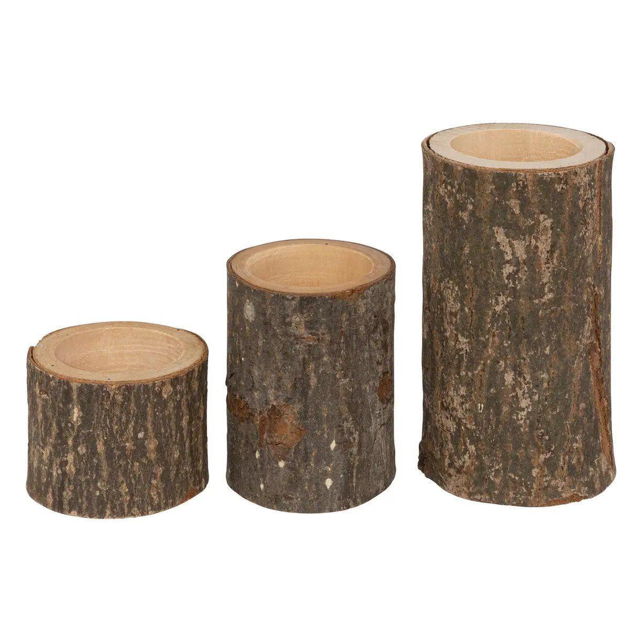 Voir la diapositive 3 : ATMOSPHERA Lot de 3 photophores  marron glacé  11cm naturel