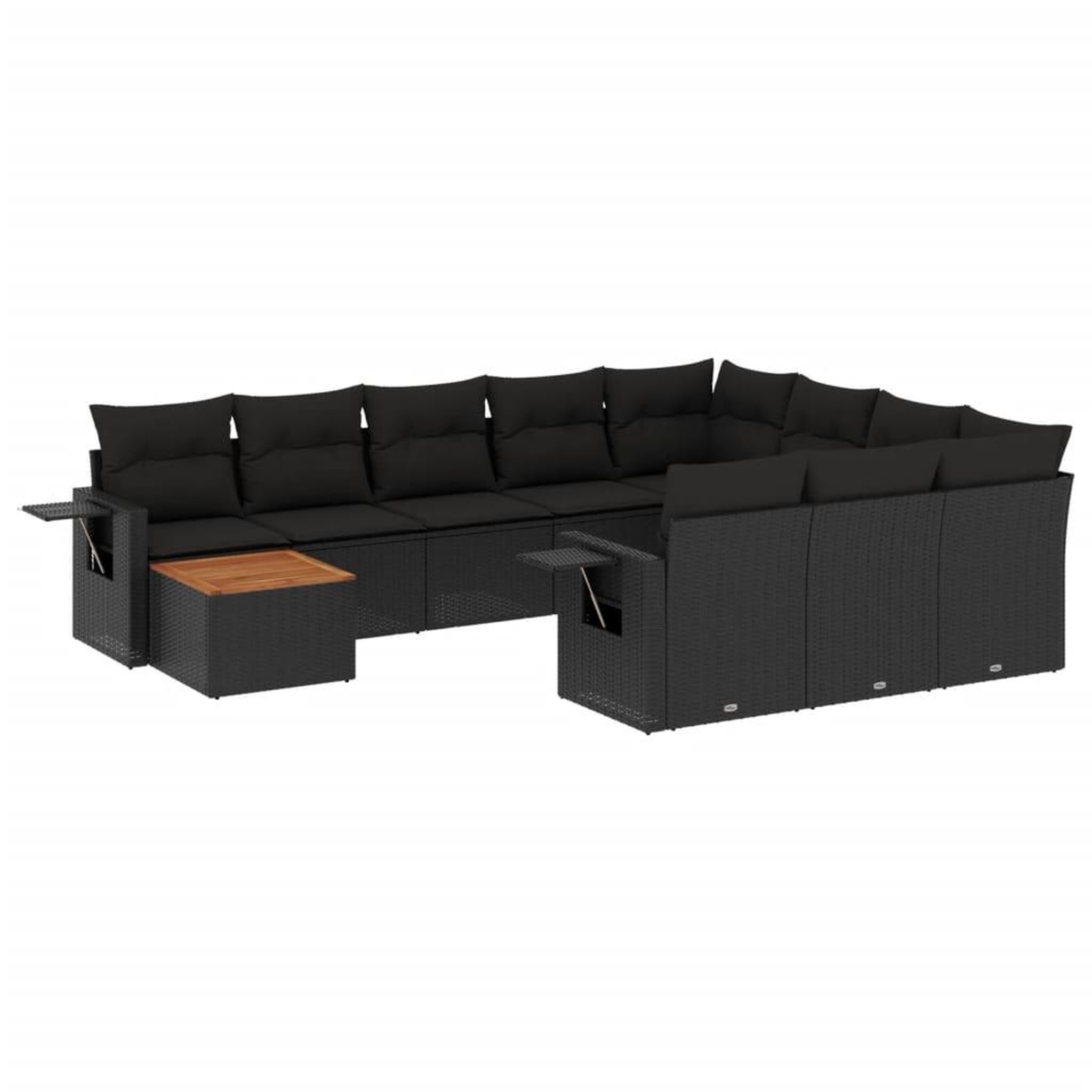 Voir la diapositive 2 : VIDAXL Salon de jardin 11 pcs avec coussins noir resine tressee