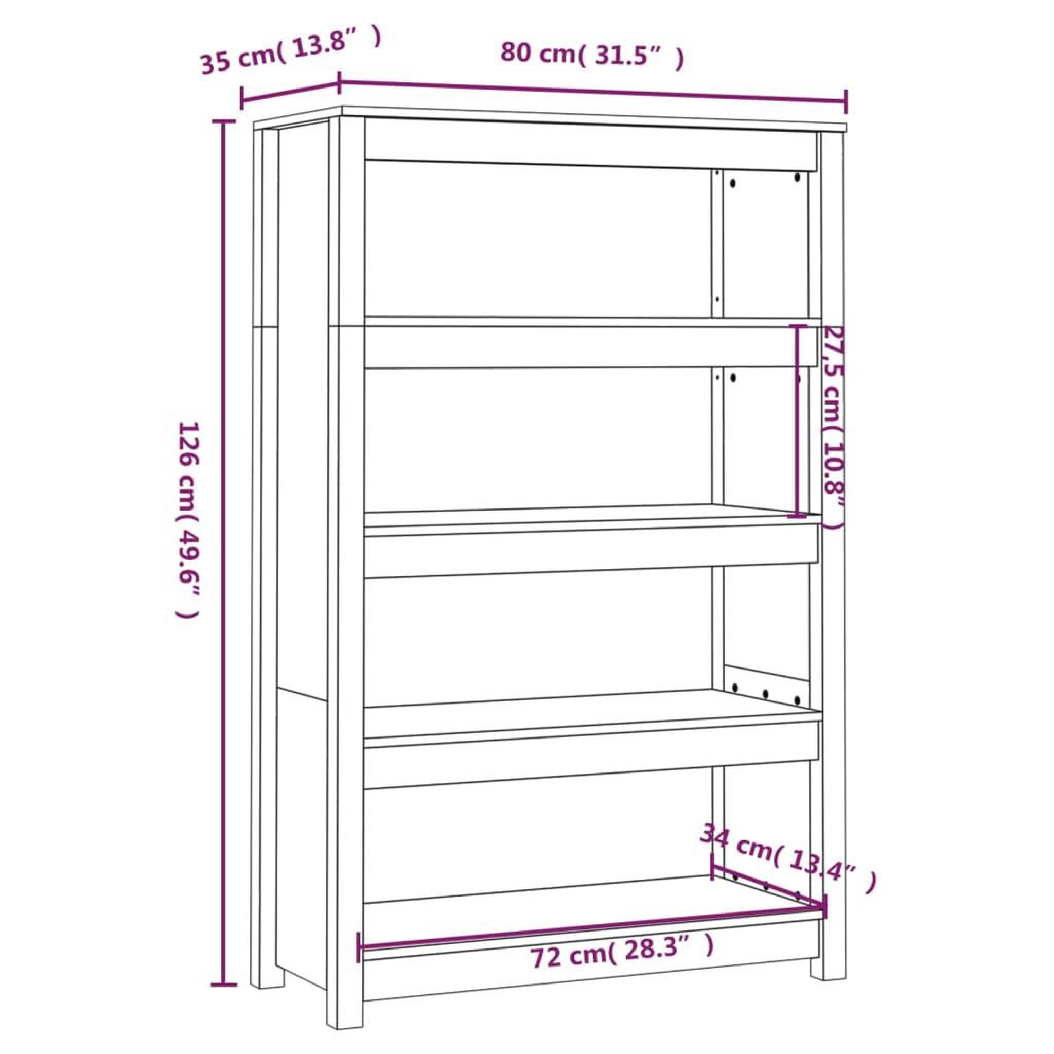 Voir la diapositive 6 : VIDAXL Bibliotheque Blanc 80x35x126 cm Bois de pin massif