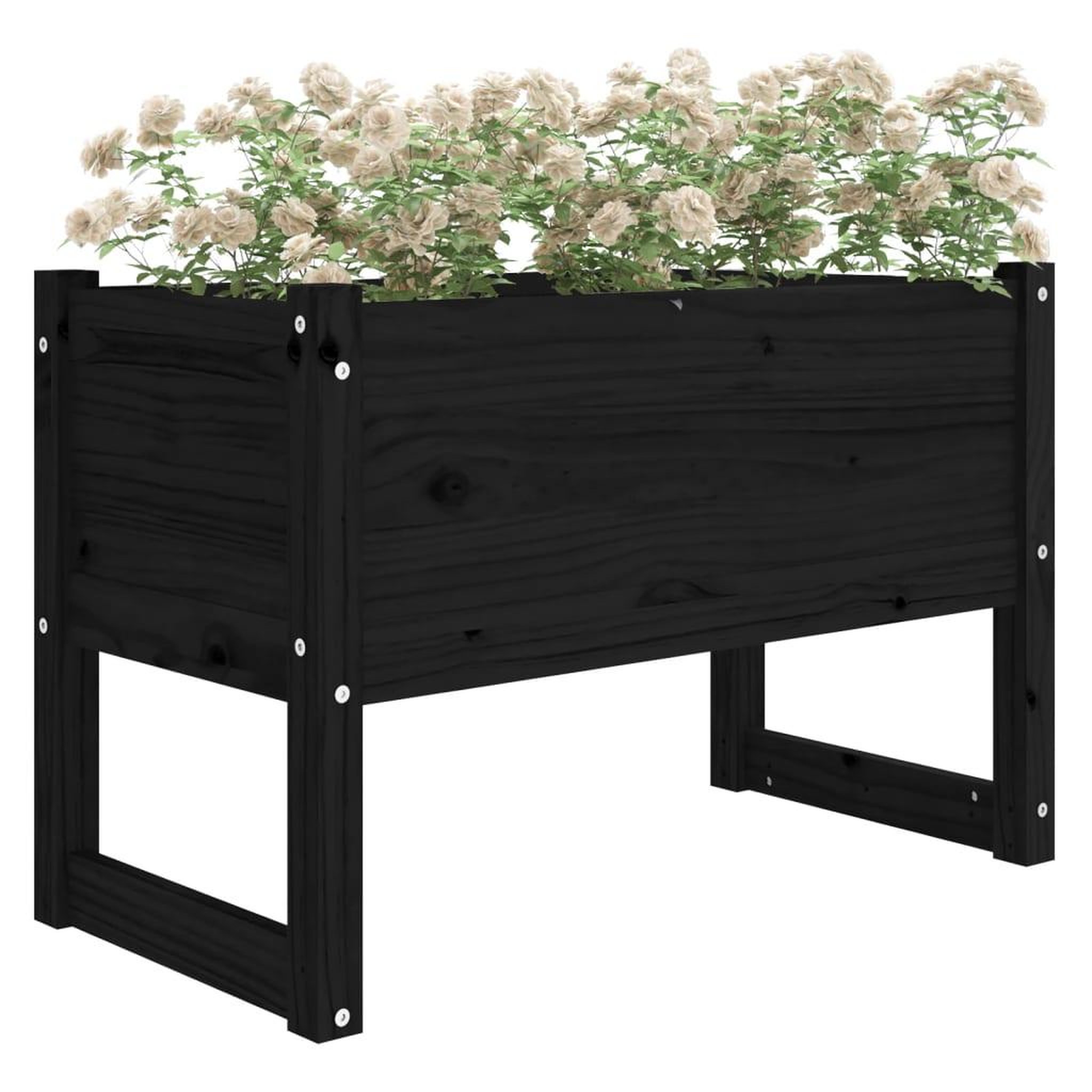 Voir la diapositive 3 : VIDAXL Jardiniere Noir 78x40x52 cm Bois massif de pin
