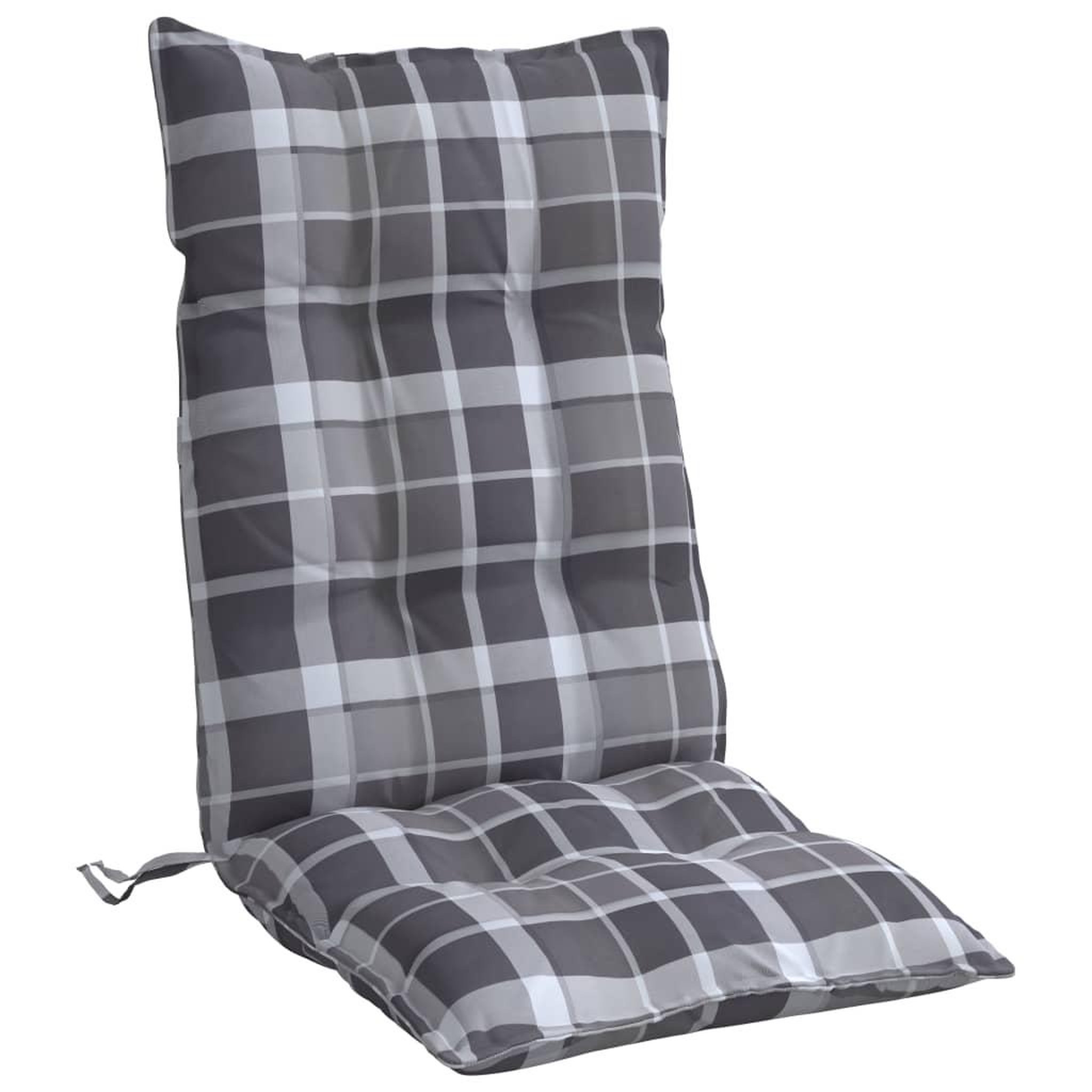 Voir la diapositive 5 : VIDAXL Coussins de chaise a dossier haut lot de 6 motif carreaux gris