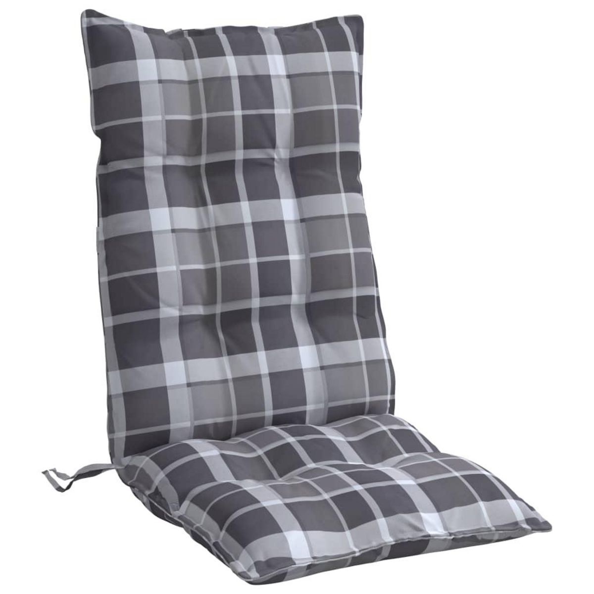 VIDAXL Coussins de chaise a dossier haut lot de 6 motif carreaux gris