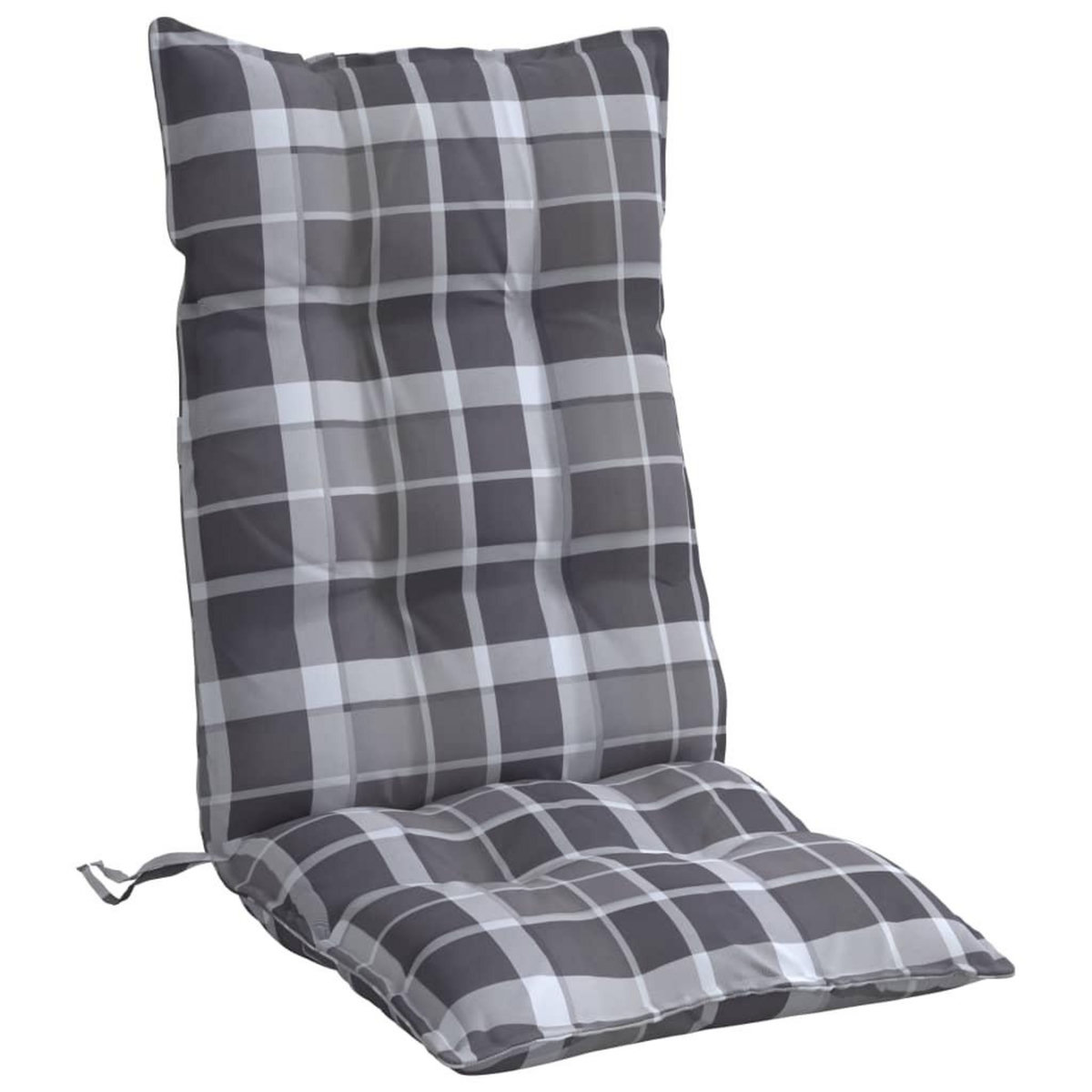 VIDAXL Coussins de chaise a dossier haut lot de 6 motif carreaux gris