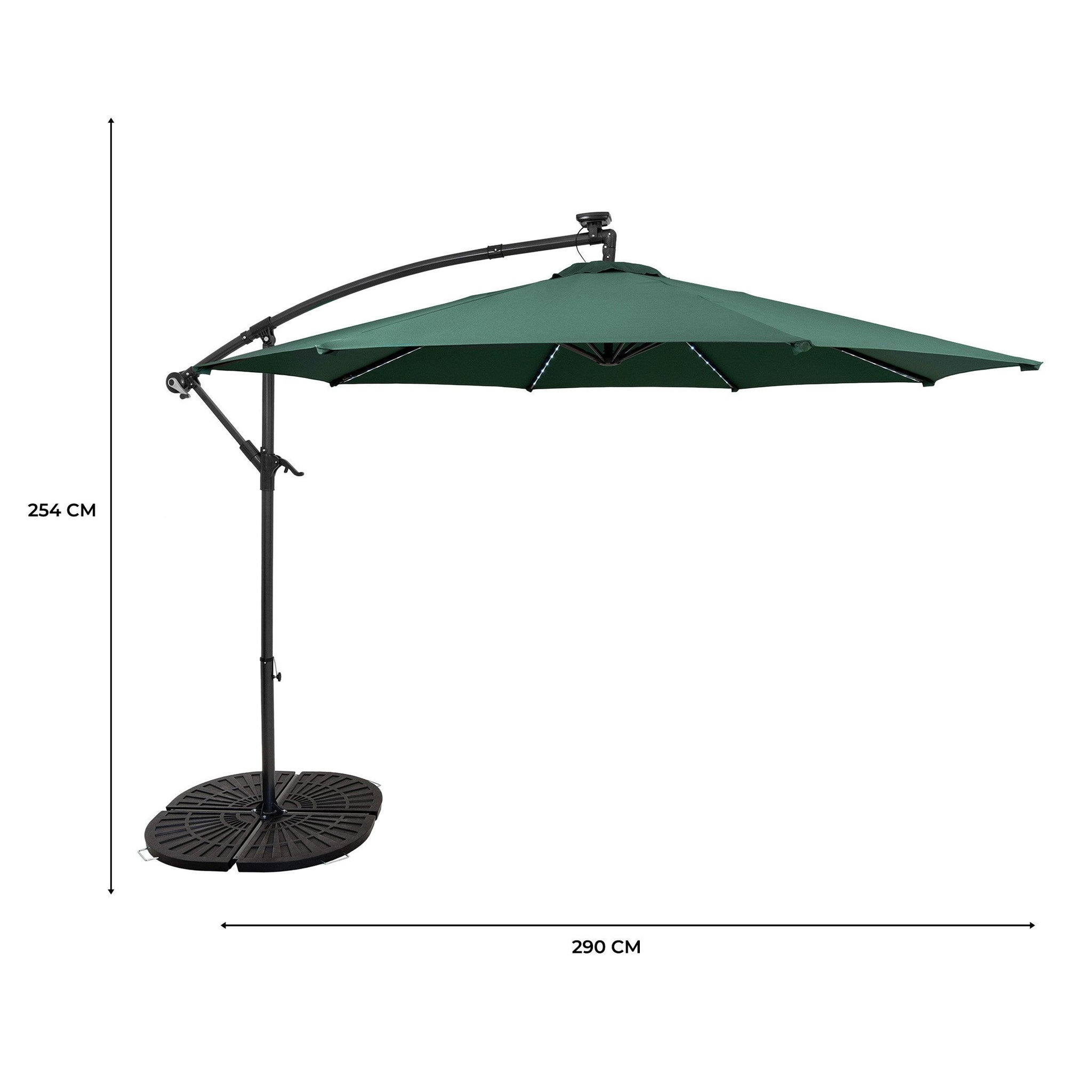 Voir la diapositive 5 : Monster Parasol Banane à Mât Déporté à LED 3 m & 4 Pieds en Éventail