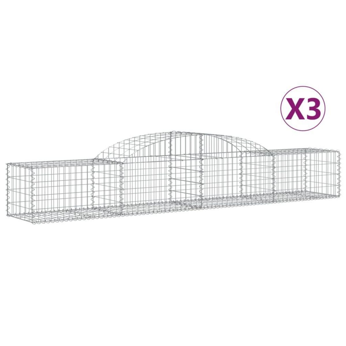 VIDAXL Paniers a gabions arques 3 pcs 300x50x40/60 cm fer galvanise