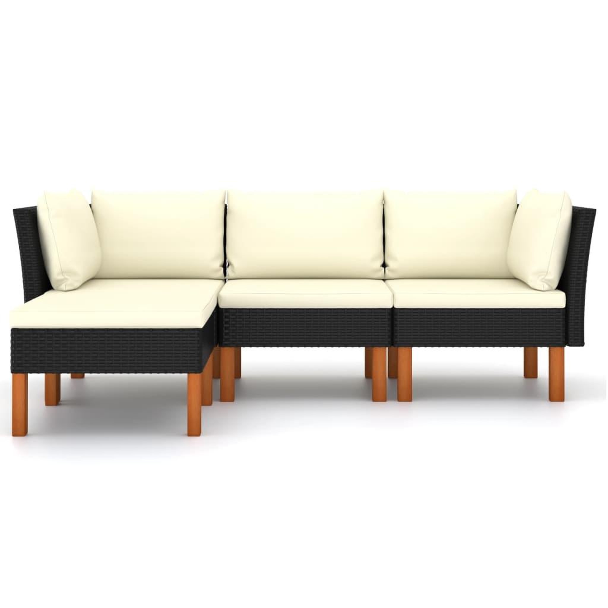 Voir la diapositive 3 : VIDAXL Salon de jardin 4 pcs avec coussins Resine tressee Noir
