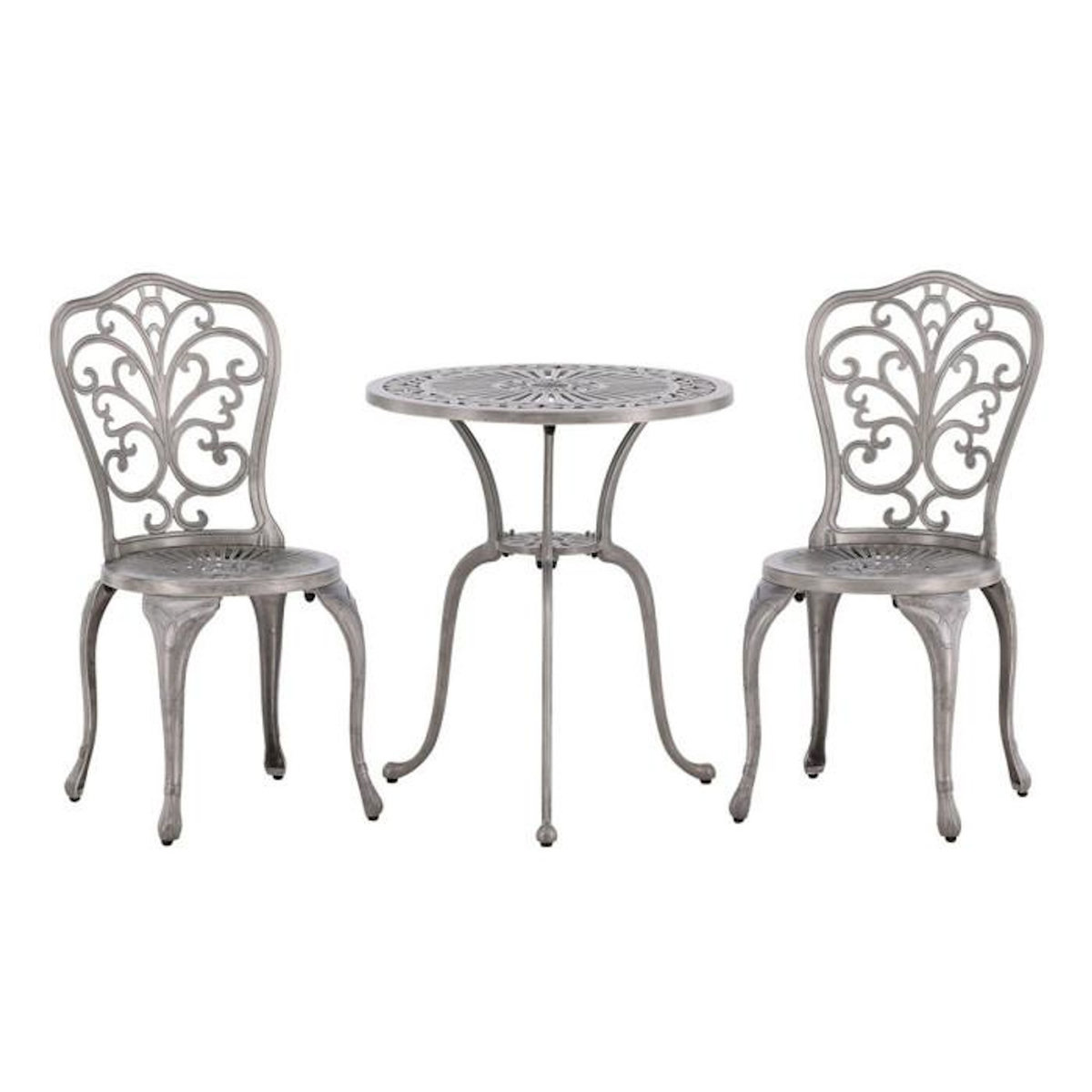Paris Prix Ensemble Table de Jardin & 2 Chaises  Nandin  73cm Argent