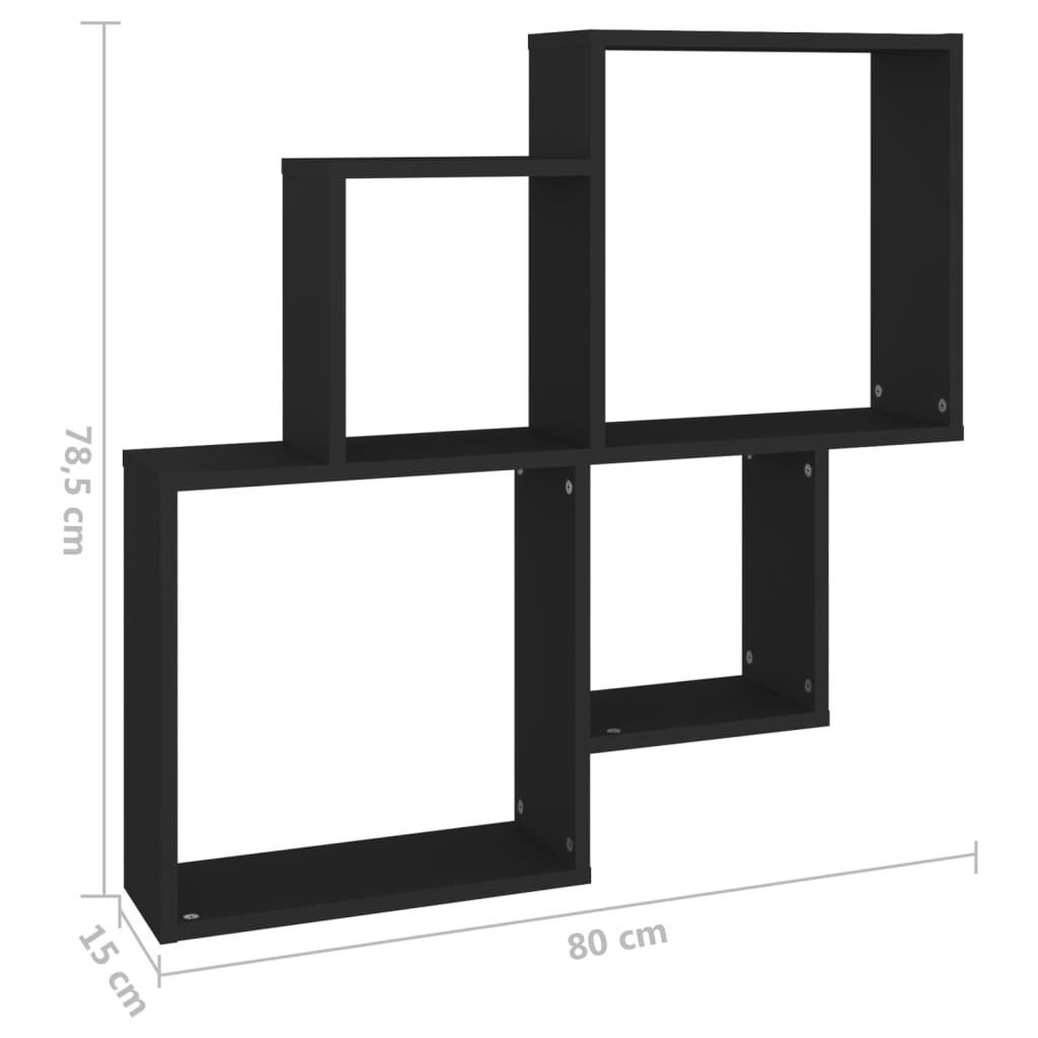 Voir la diapositive 6 : VIDAXL Etagere murale cube Noir 80x15x78,5 cm Bois d'ingenierie