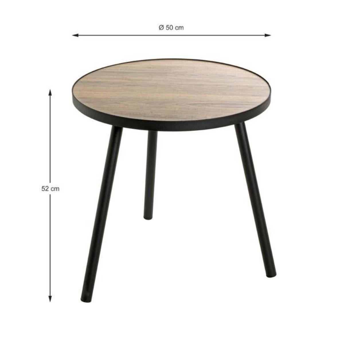 Paris Prix Table d'Appoint Design  Qanaq  52cm Noir & Chêne