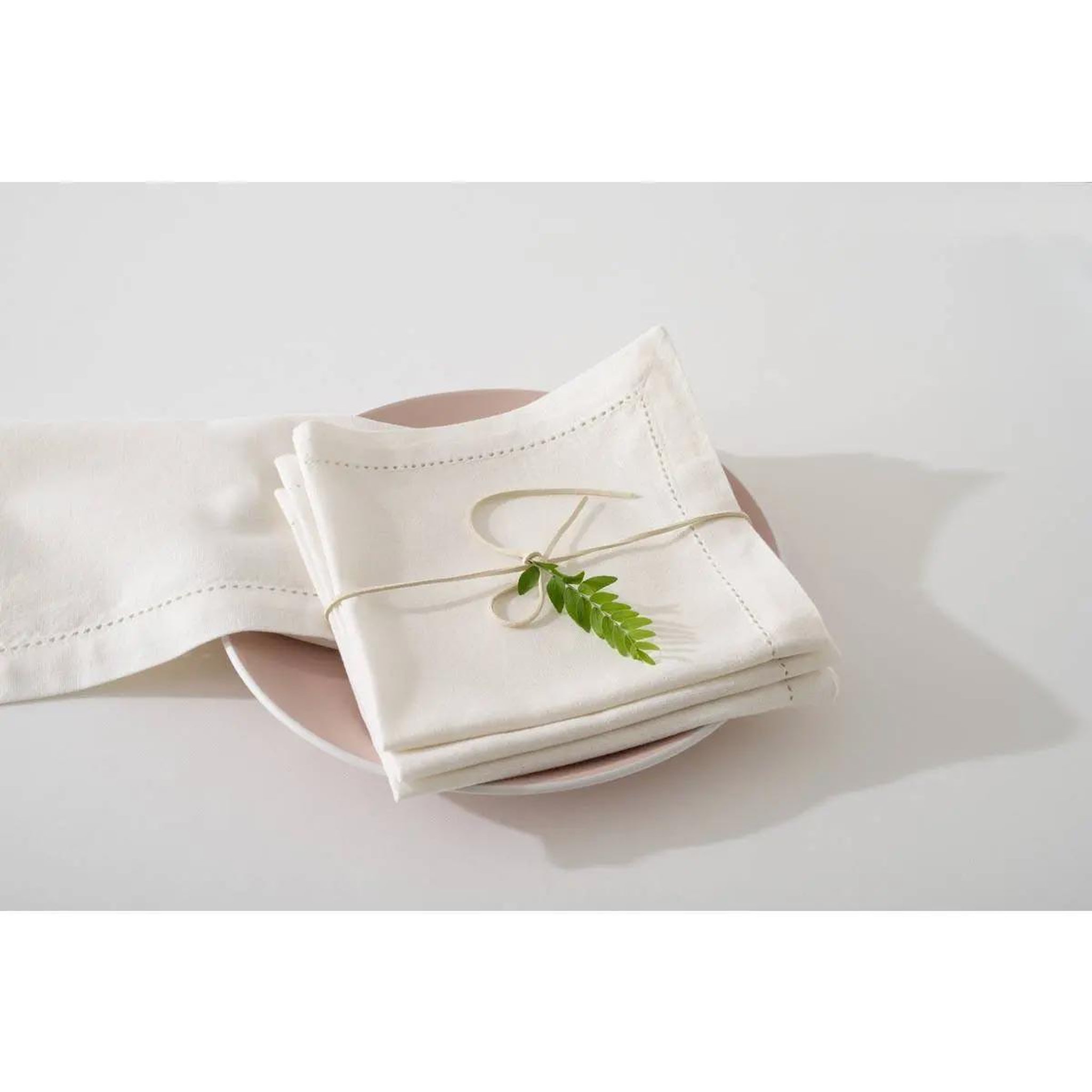 Voir la diapositive 3 : ATMOSPHERA Lot de 4 serviettes de table  chambray  40x40cm ecru