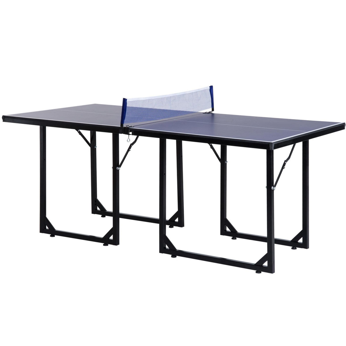 HOMCOM Table de ping-pong tennis de table pliable compacte pieds de nivellement antidérapants acier noir MDF bleu