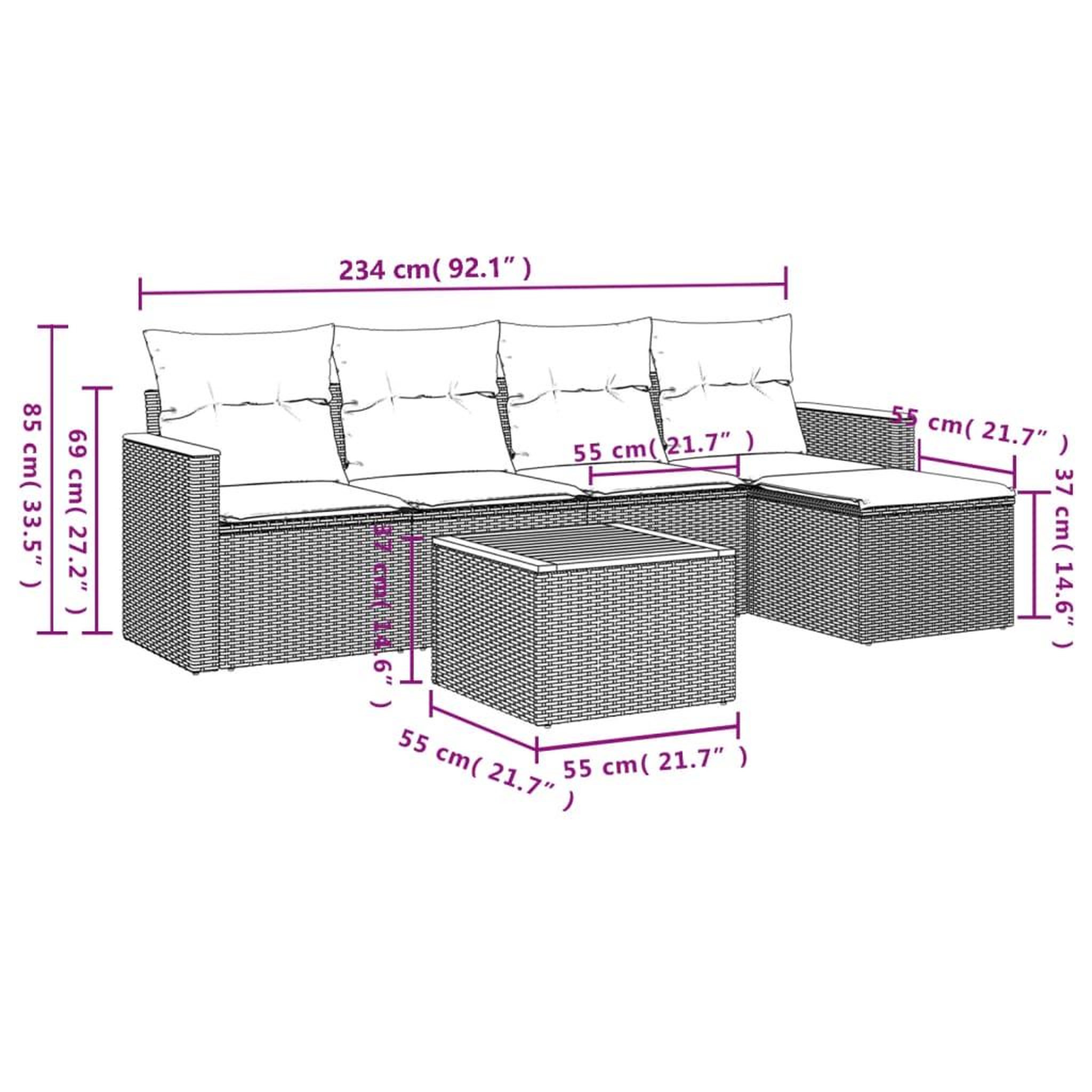 Voir la diapositive 4 : VIDAXL Salon de jardin 6 pcs avec coussins noir resine tressee