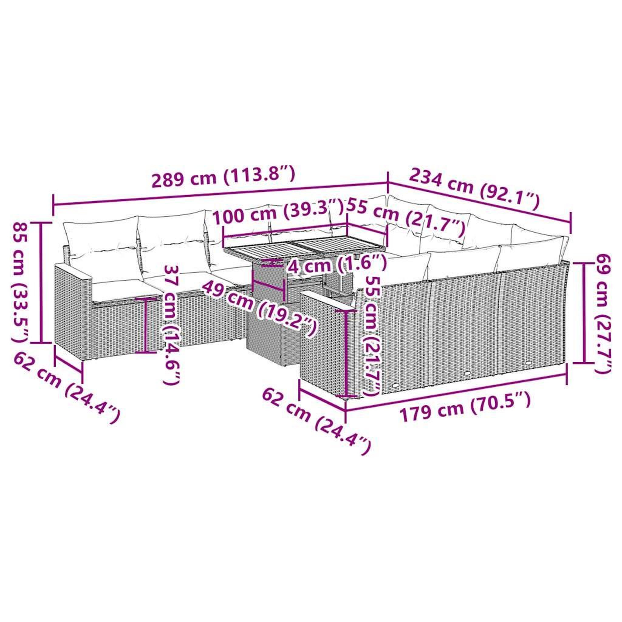 Voir la diapositive 6 : VIDAXL Ensemble de canapes de jardin 11 pcs et coussins rotin acacia