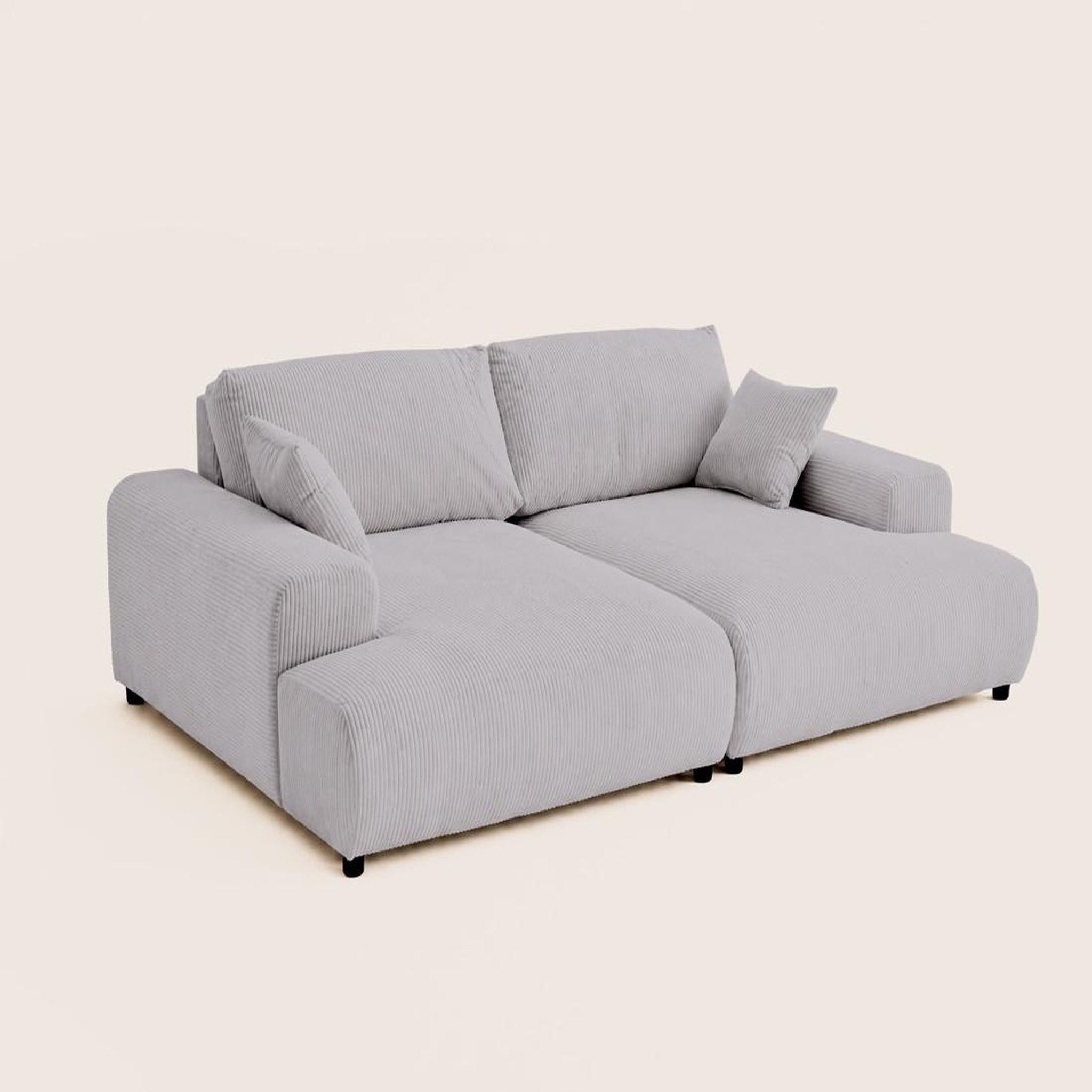 Voir la diapositive 5 : LISA DESIGN Garance - canapé droit 4 places double méridienne - assise profonde - en velours côtelé