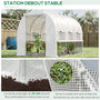 Voir la diapositive 5 : OUTSUNNY Serre de jardin tunnel 6 m² 6 fenêtres porte zippée acier galvanisé PE blanc