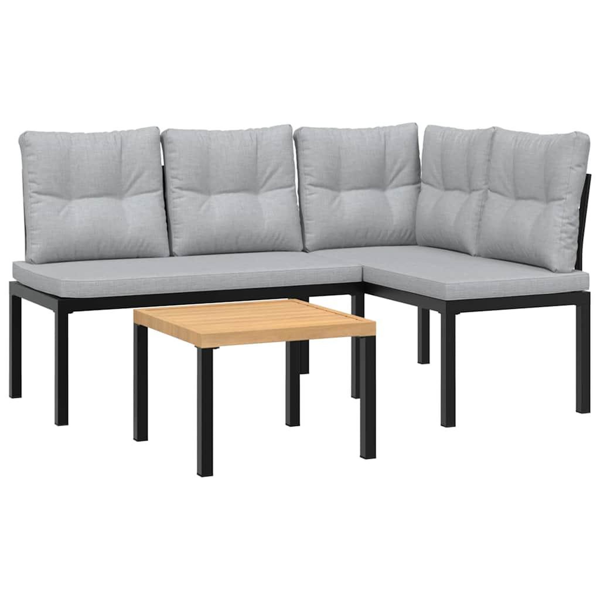 Voir la diapositive 2 : VIDAXL Ensemble de banc de jardin avec coussins 3 pcs noir