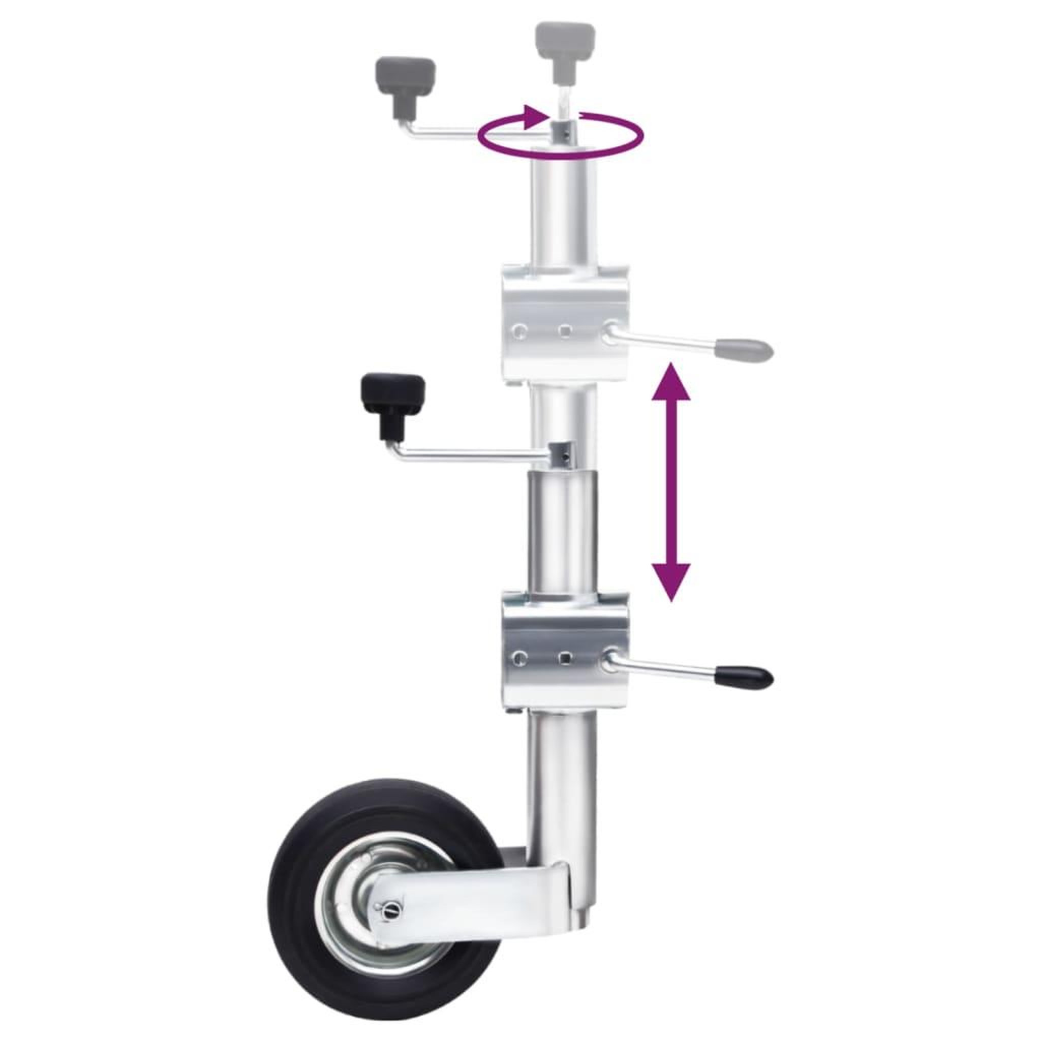 Voir la diapositive 5 : VIDAXL Roue cric de remorque avec pince fendue 60 mm acier galvanise