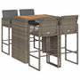 Voir la diapositive 2 : VIDAXL Ensemble de bar de jardin 5 pcs avec coussins gris poly rotin