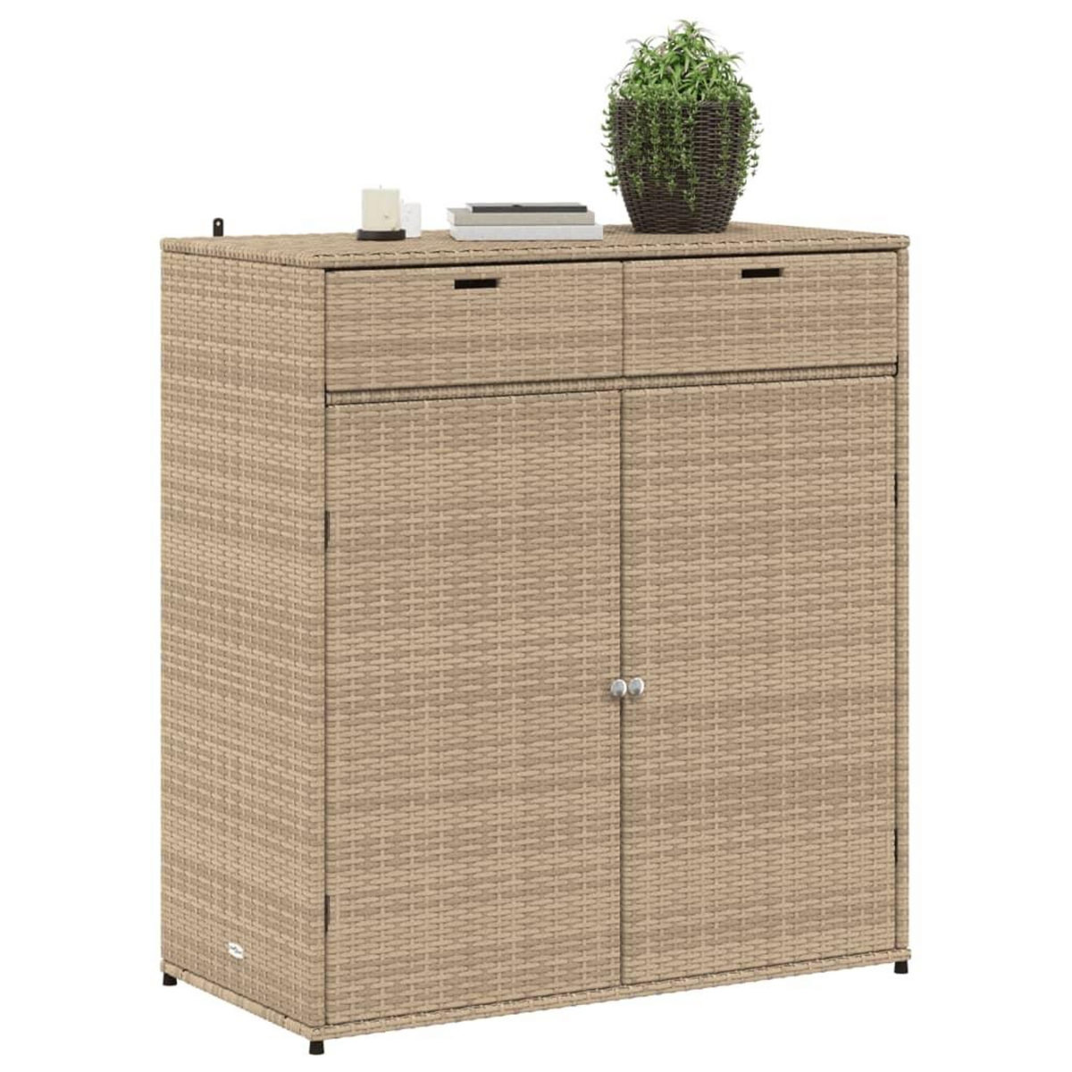 VIDAXL Armoire de rangement jardin beige 105x55x113 cm resine tressee