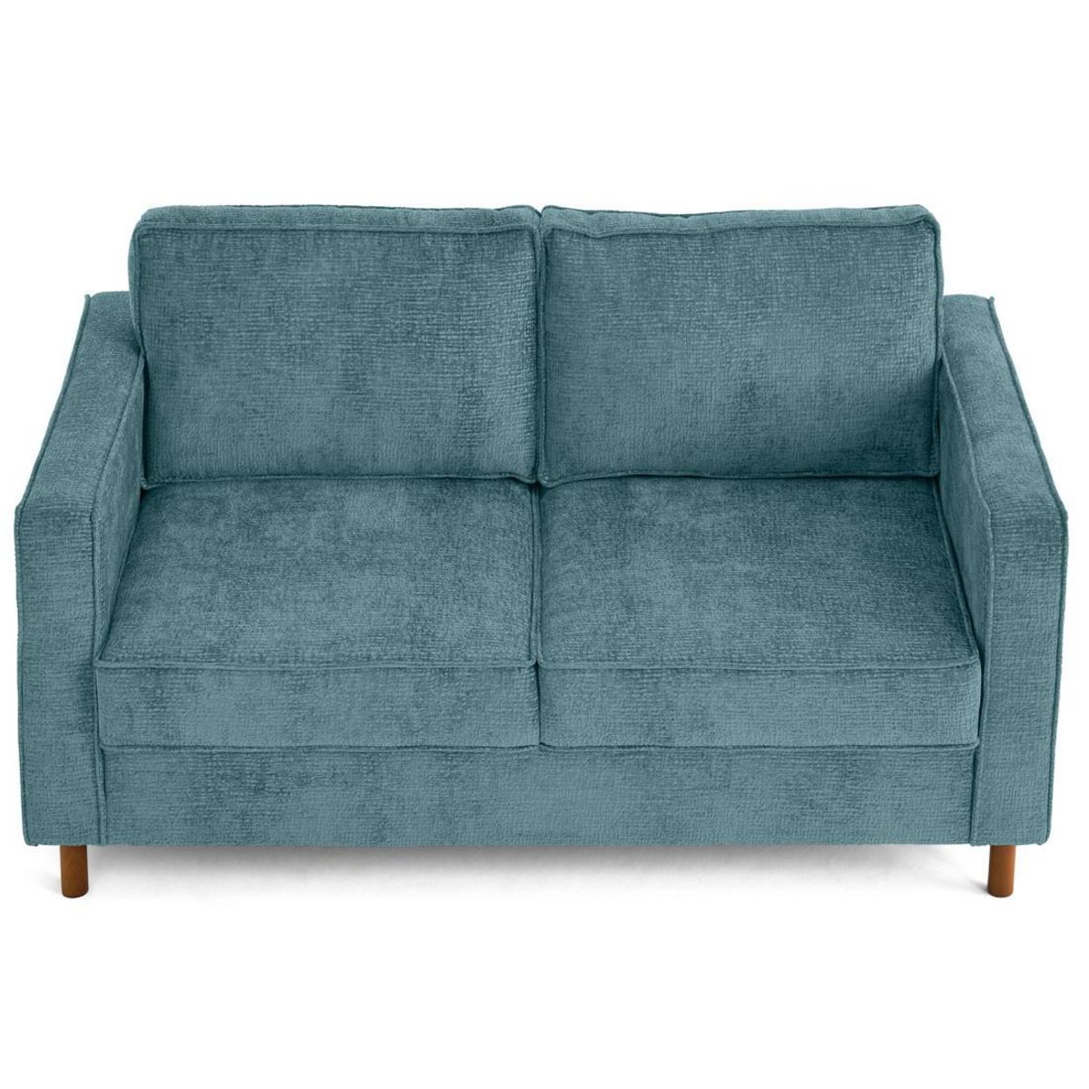 LISA DESIGN Jake - canapé droit 2 places en tissu velours relief - pieds en bois foncé