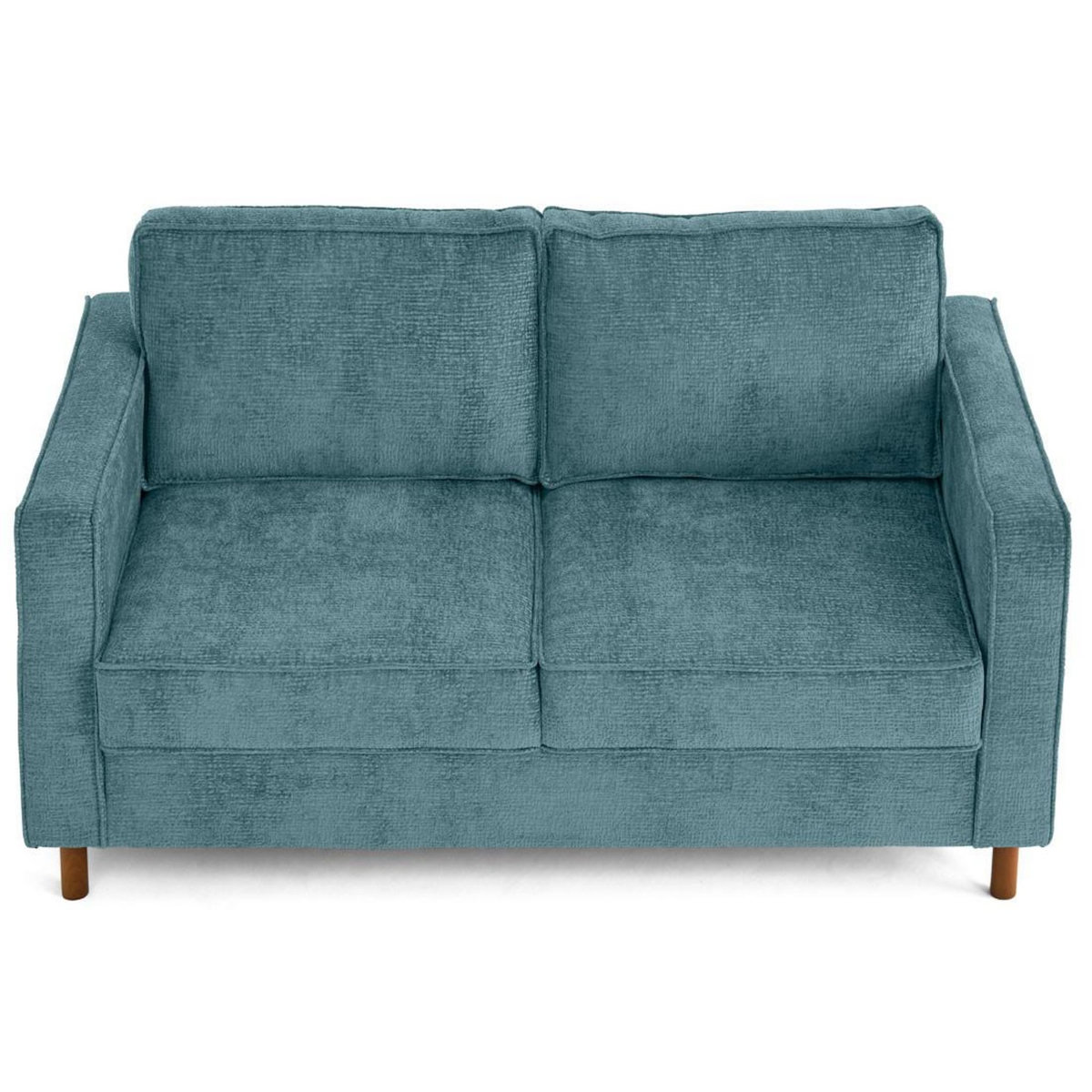 LISA DESIGN Jake - canapé droit 2 places en tissu velours relief - pieds en bois foncé