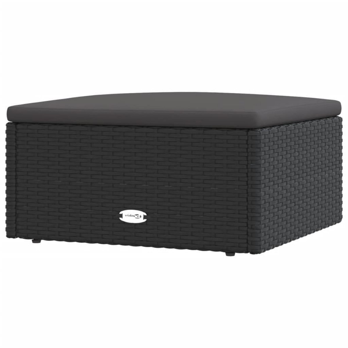 VIDAXL Tabouret de jardin avec coussin noir resine tressee