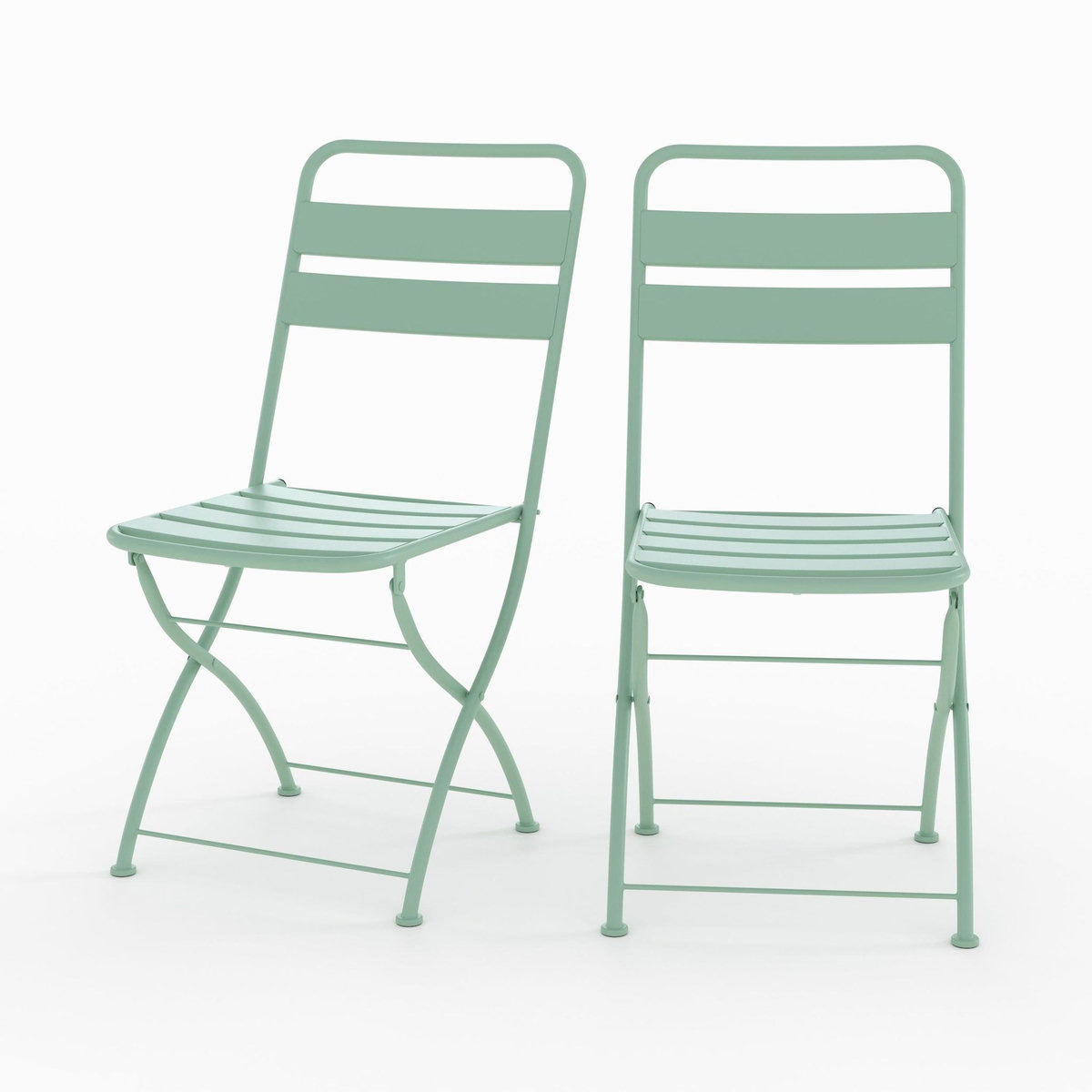 Rendez vous déco Lot de 2 chaises de jardin en métal vert clair, pliantes-Yumi