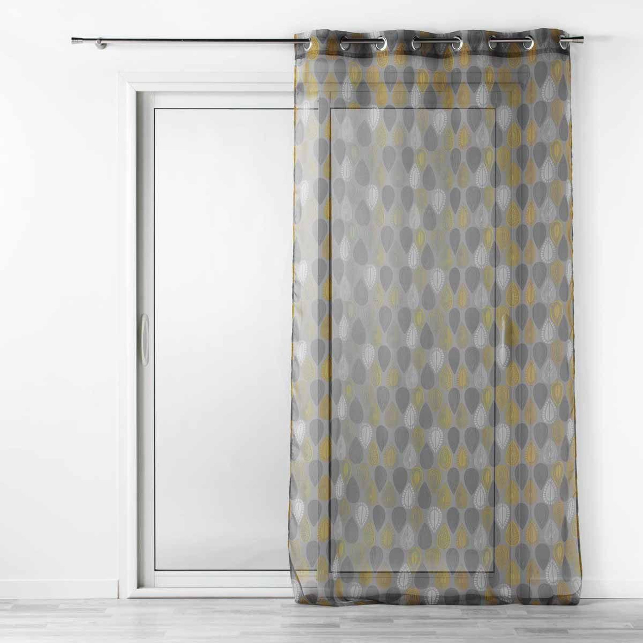 Douceur d'Intérieur Rideau voilage  palpito  140x240cm anthracite & jaune