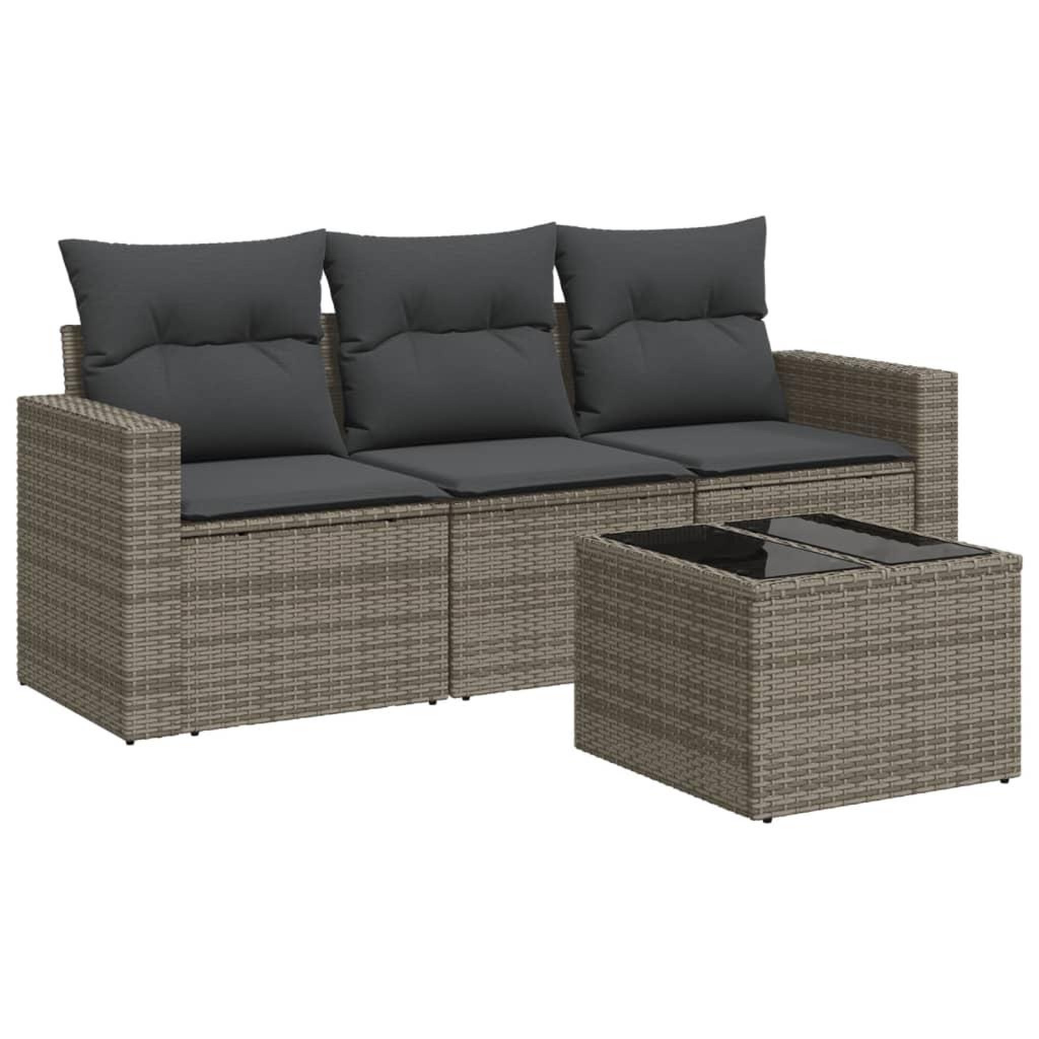 Voir la diapositive 2 : VIDAXL Salon de jardin 4 pcs avec coussins gris resine tressee