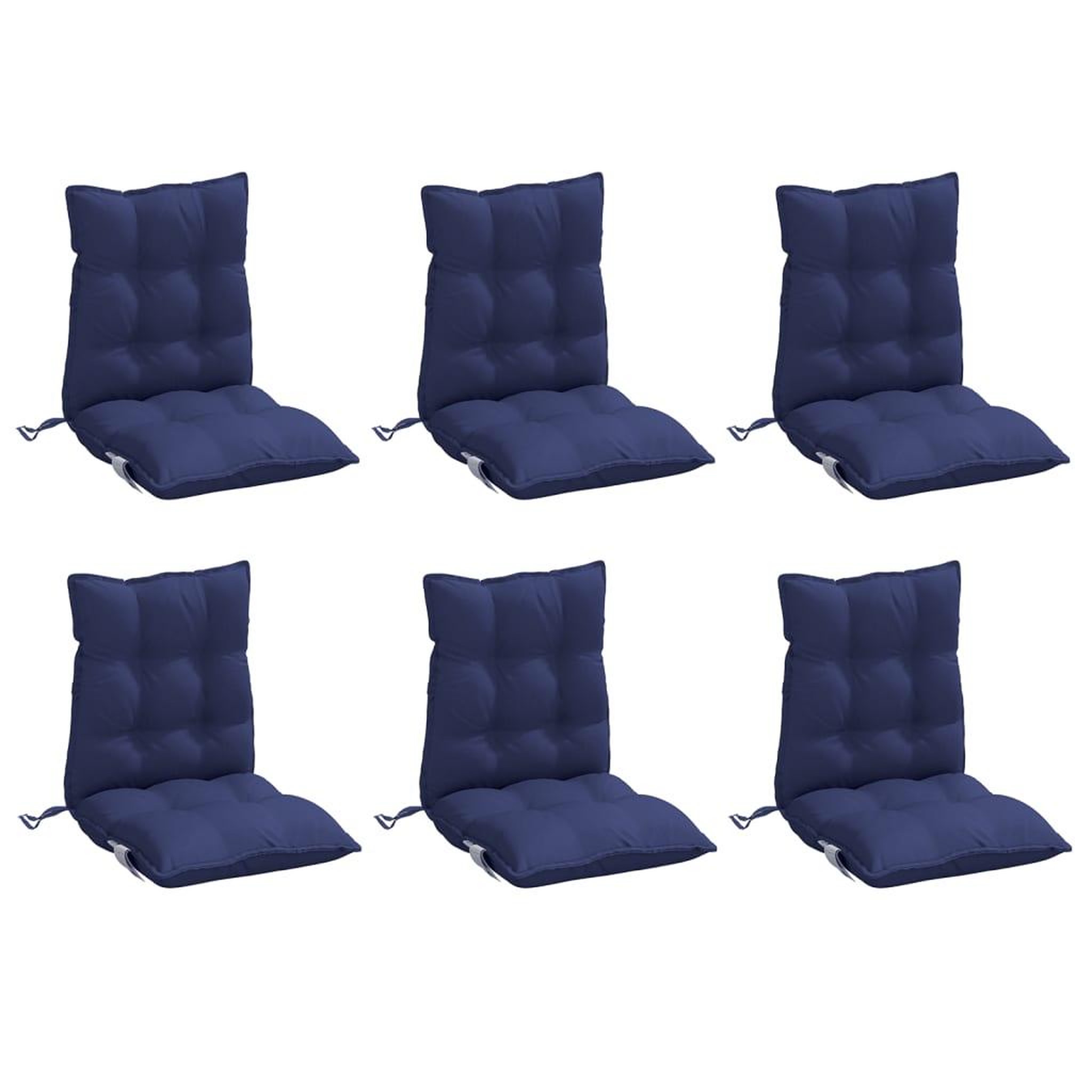 Voir la diapositive 3 : VIDAXL Coussins de chaise a dossier bas lot de 6 bleu marine