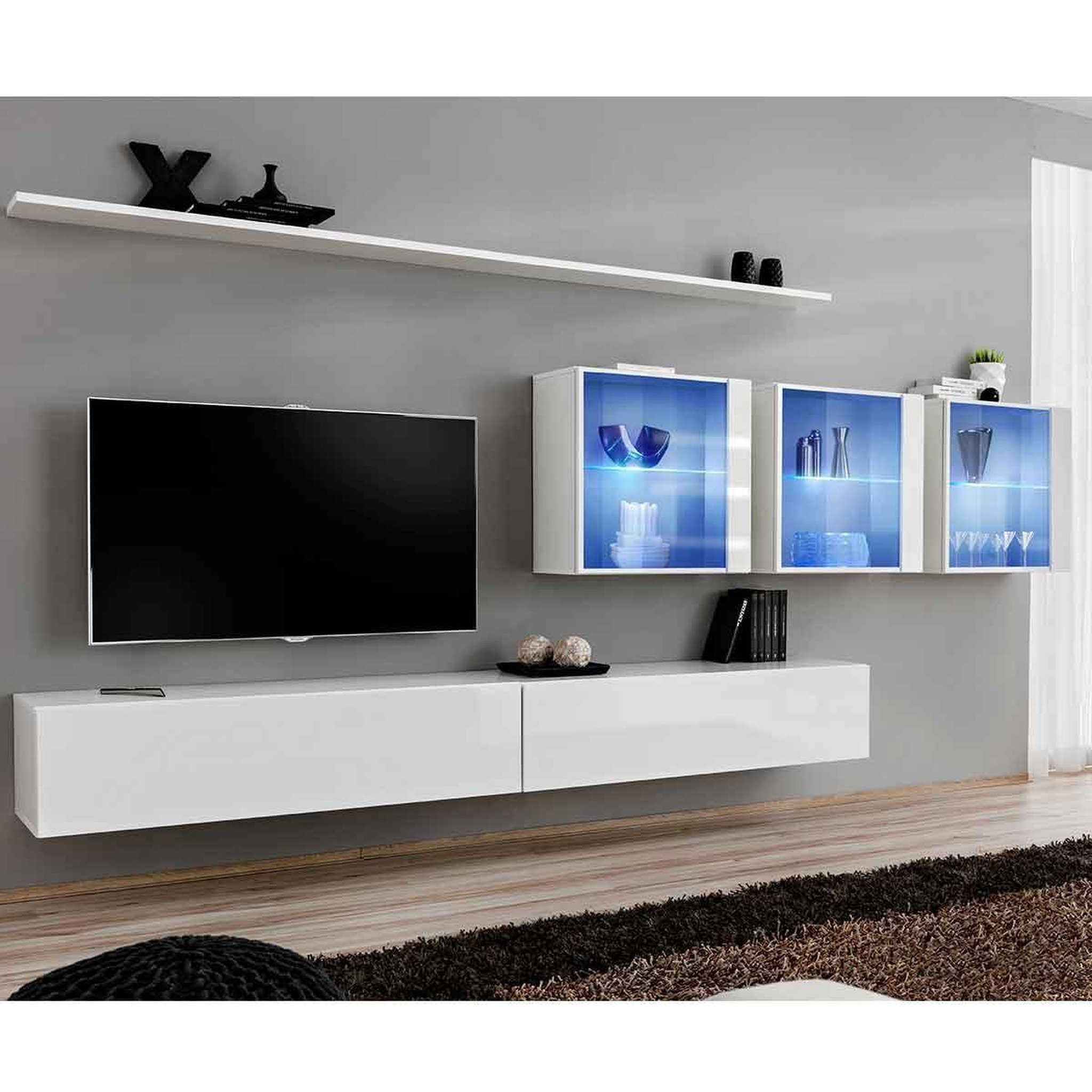 Paris Prix Meuble tv mural design  switch xvii  340cm blanc
