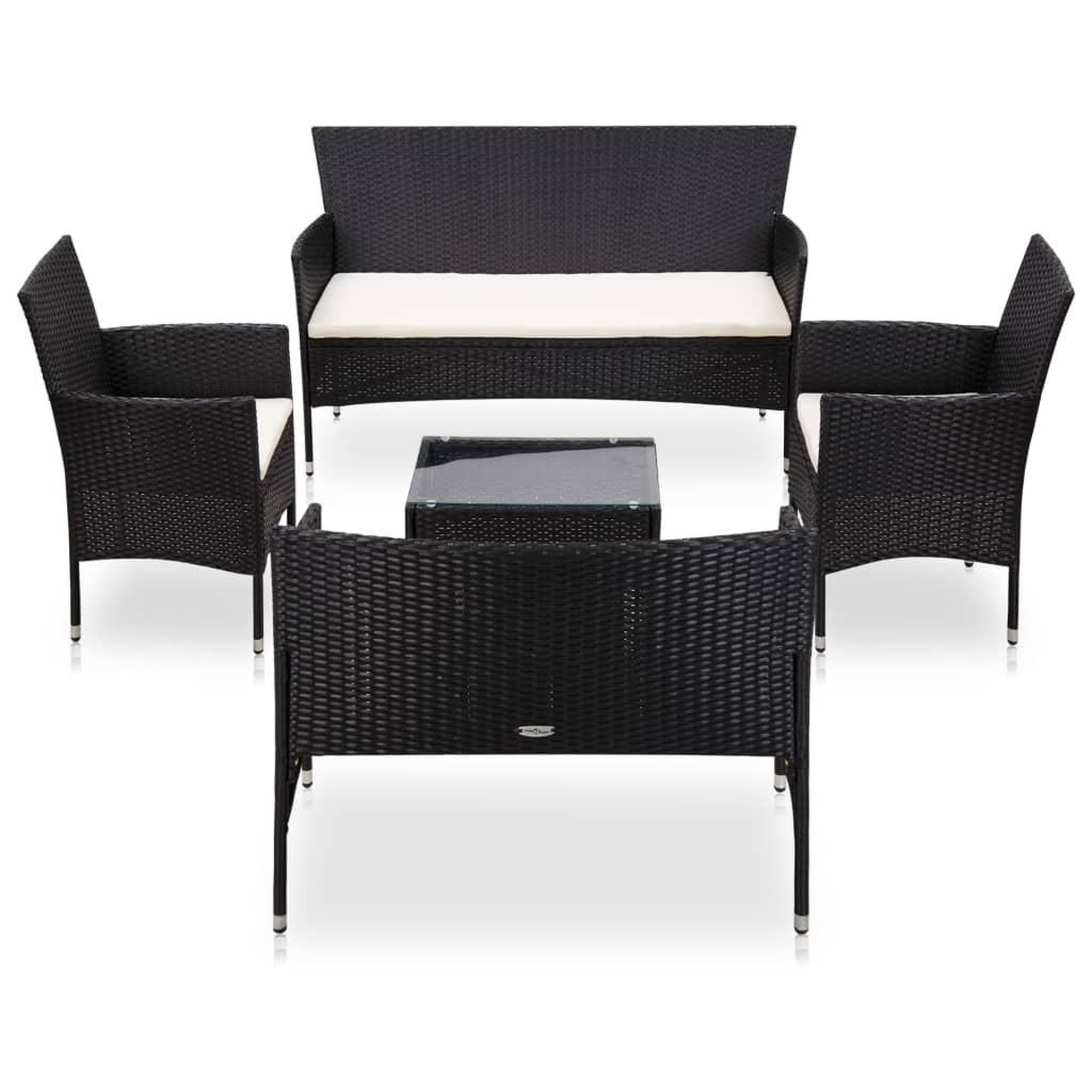 Voir la diapositive 1 : VIDAXL Salon de jardin 5 pcs avec coussins resine tressee noir