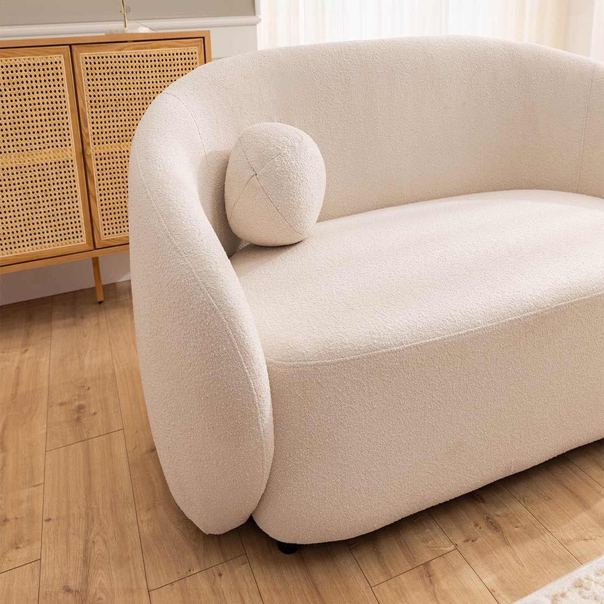 Voir la diapositive 6 : BEST MOBILIER Flore - canapé droit 2 places en tissu bouclette