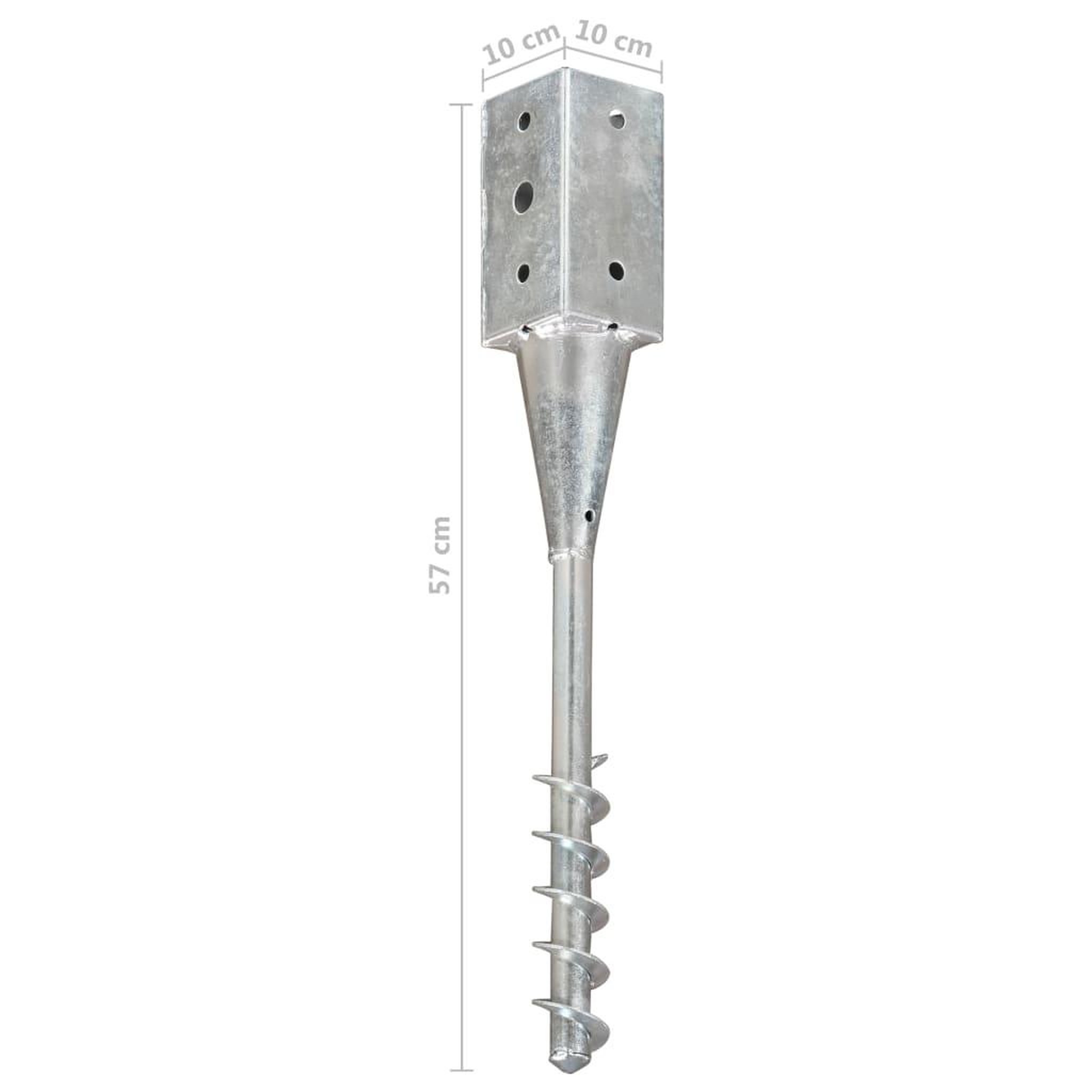 Voir la diapositive 6 : VIDAXL Piquets au sol 2 pcs Argente 10x10x57 cm Acier galvanise