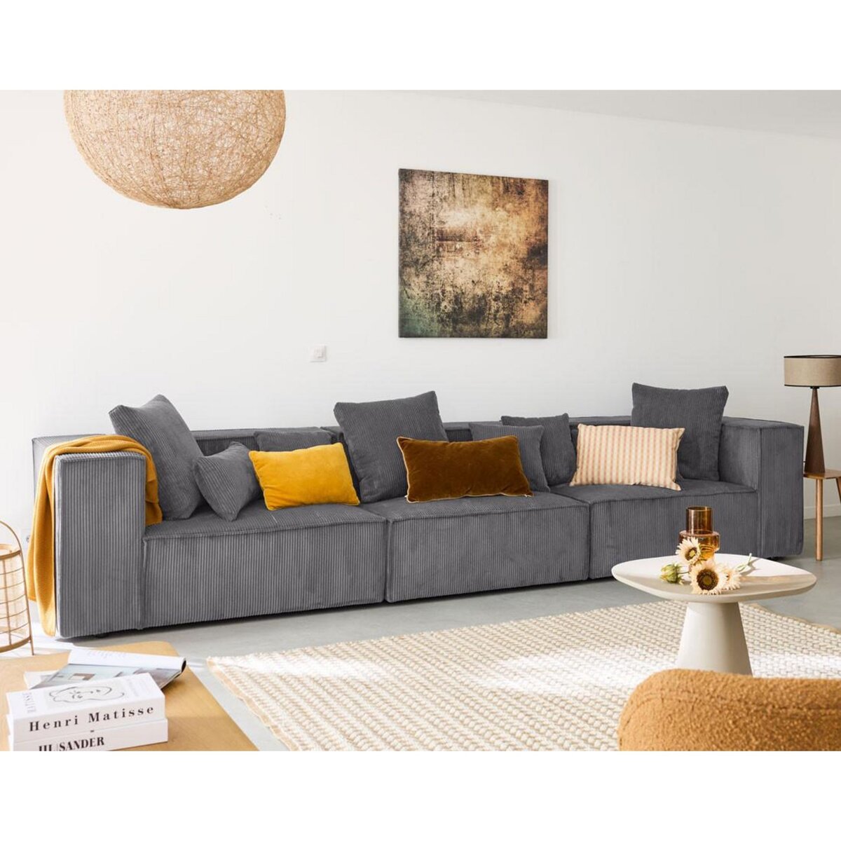 LISA DESIGN Colombine - canapé modulable droit - 3 places - en velours côtelé