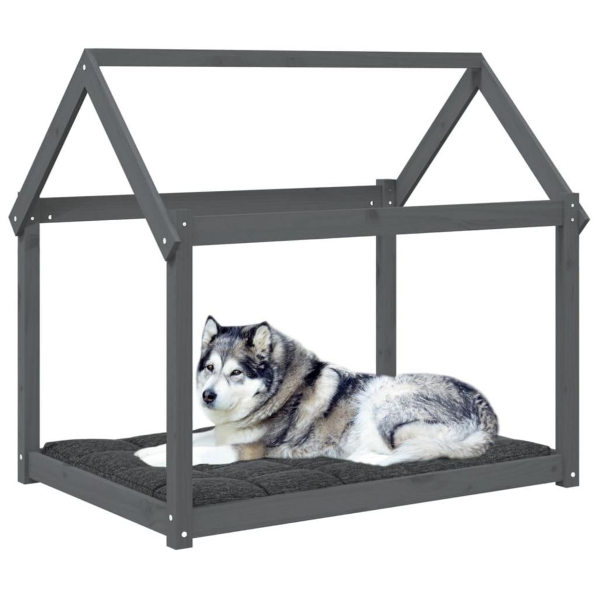 VIDAXL Lit pour chien Gris 111x80x100 cm Bois de pin solide
