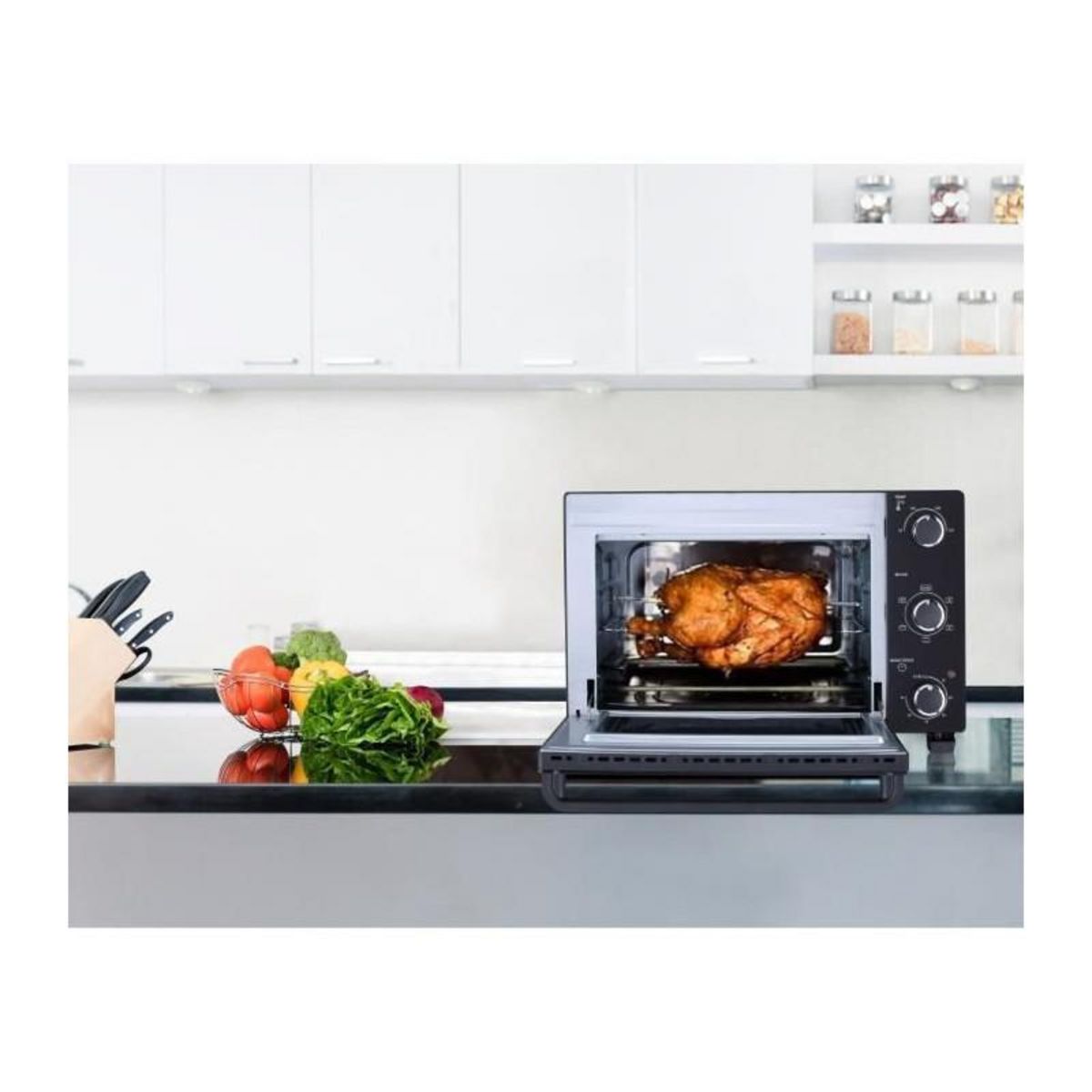 CONTINENTAL EDISON CONTINENTAL EDISON CEMF28B2 - Minifour electrique 28L noir - 1500W - Rotissoire, Convection naturelle