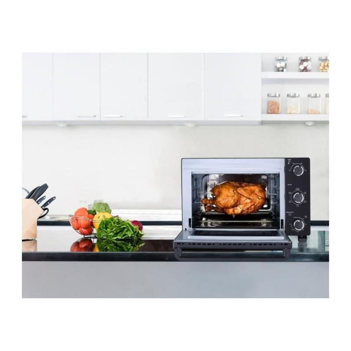 CONTINENTAL EDISON CONTINENTAL EDISON CEMF28B2 - Minifour electrique 28L noir - 1500W - Rotissoire, Convection naturelle