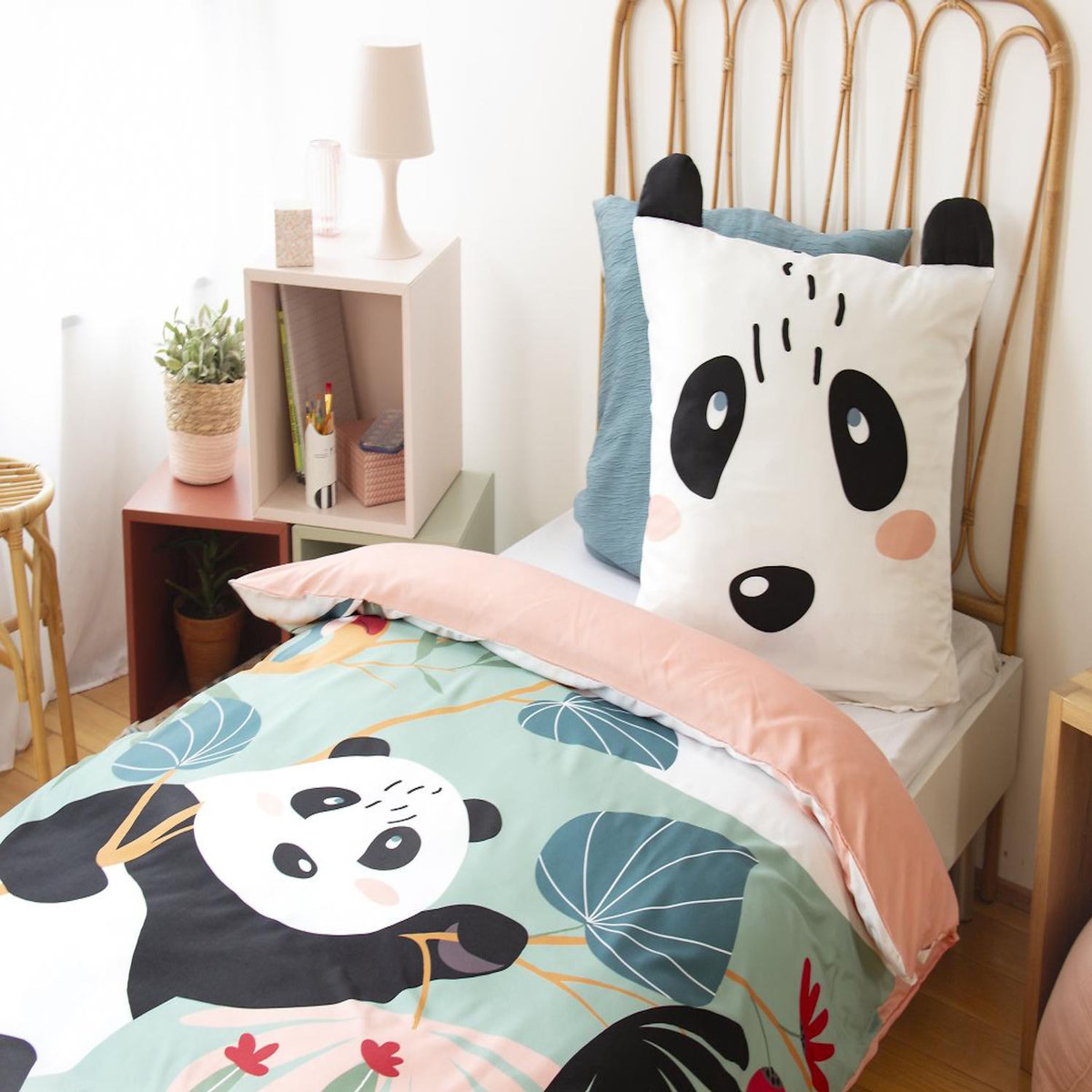 Home collection Parure housse de couette 100% microfibre 140x200 cm, panda