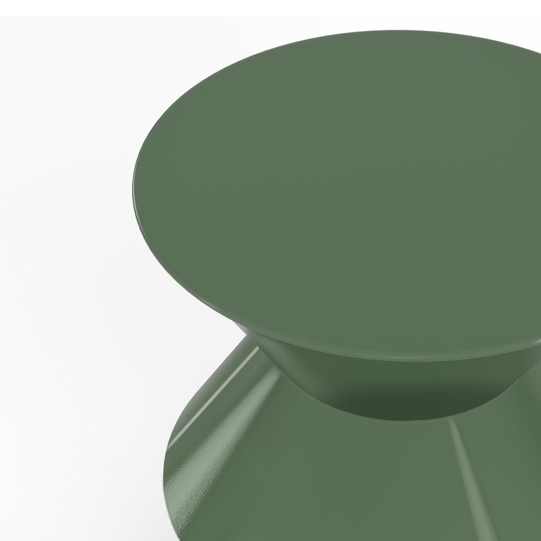 Voir la diapositive 5 : ID MARKET Table d'appoint ronde, bout de canapé, table de chevet irene 30 cm métal vert kaki