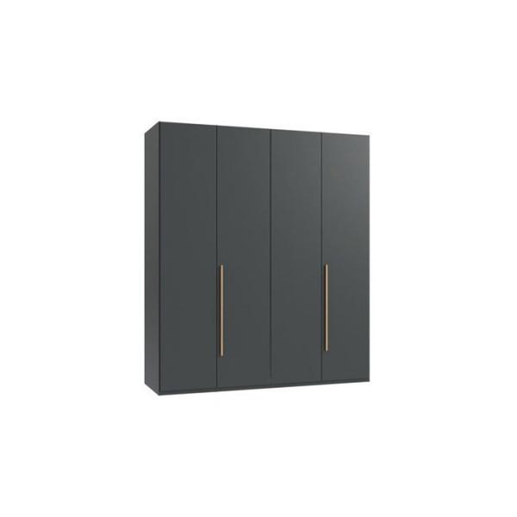 Voir la diapositive 2 : N/A Armoire de chambre - LONDON - Couleur Graphite - 4 portes battantes - 3 tiroirs - 180 x 58 x 208 cm