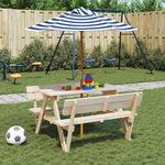 VIDAXL Table de pique-nique pour 4 enfants avec parasol bois de sapin