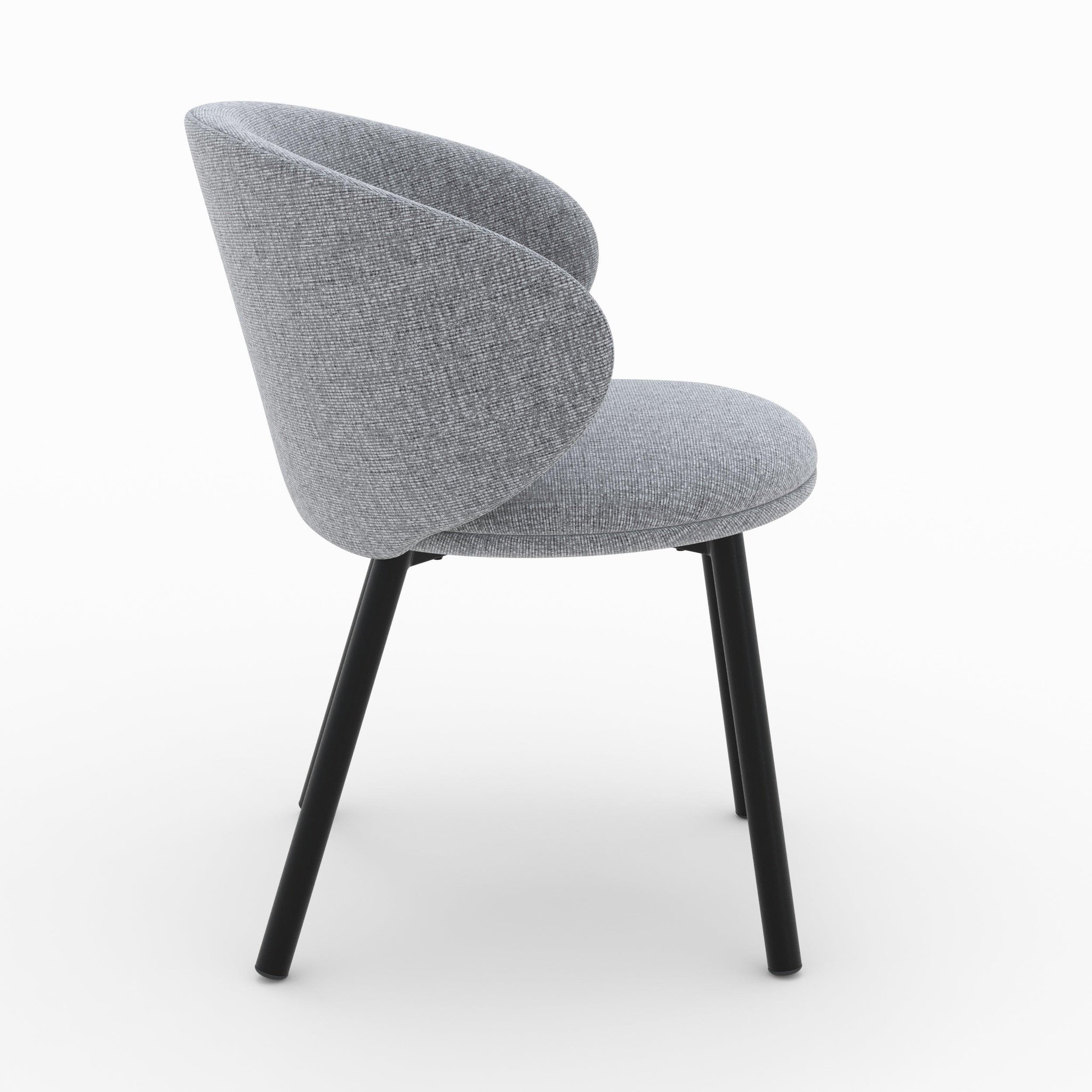 Voir la diapositive 6 : MAISON PAVANE Lot de 2 chaises en tissu gris foncé chiné et pieds noirs-cécilia