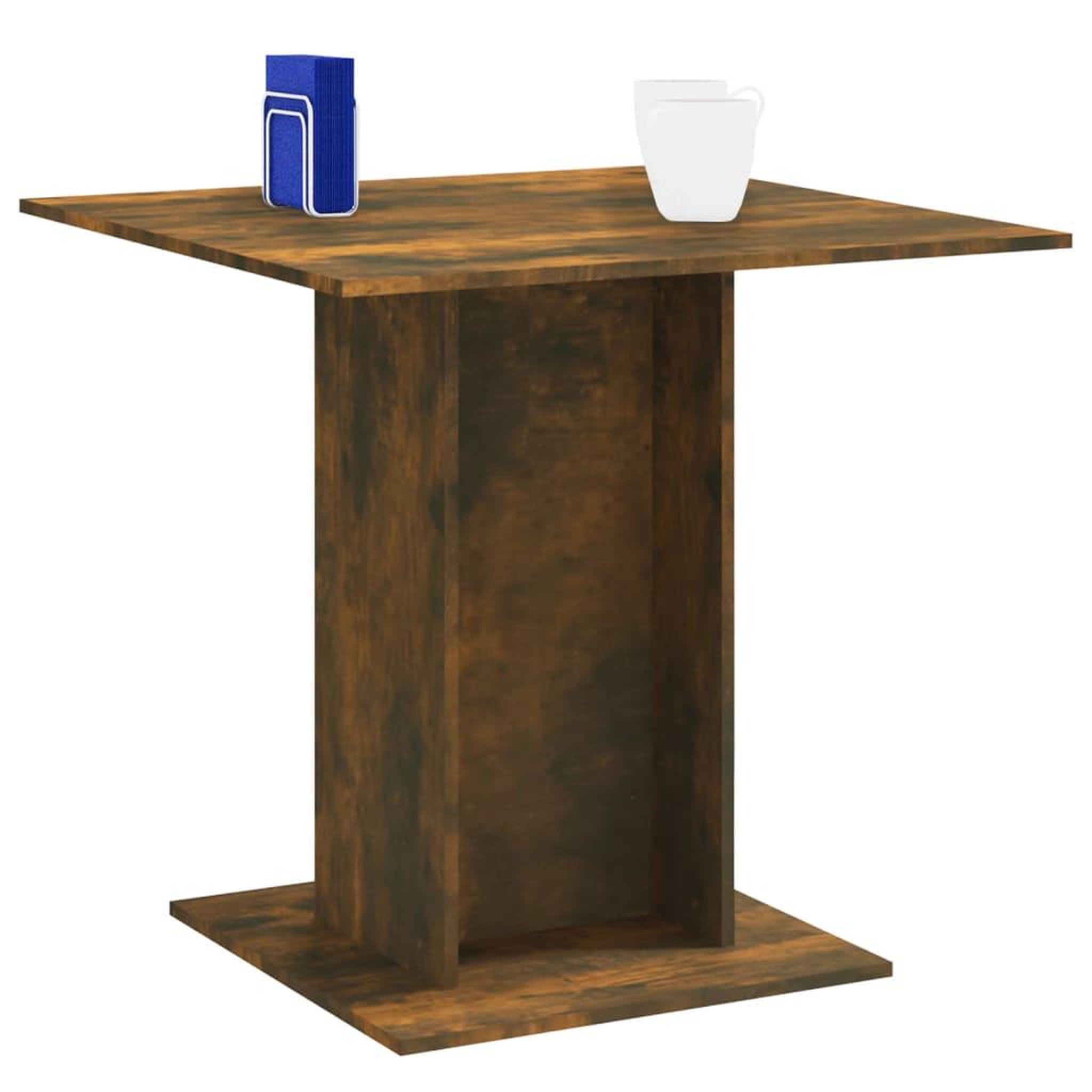 Voir la diapositive 3 : VIDAXL Table a dîner Chene fume 80x80x75 cm Bois d'ingenierie