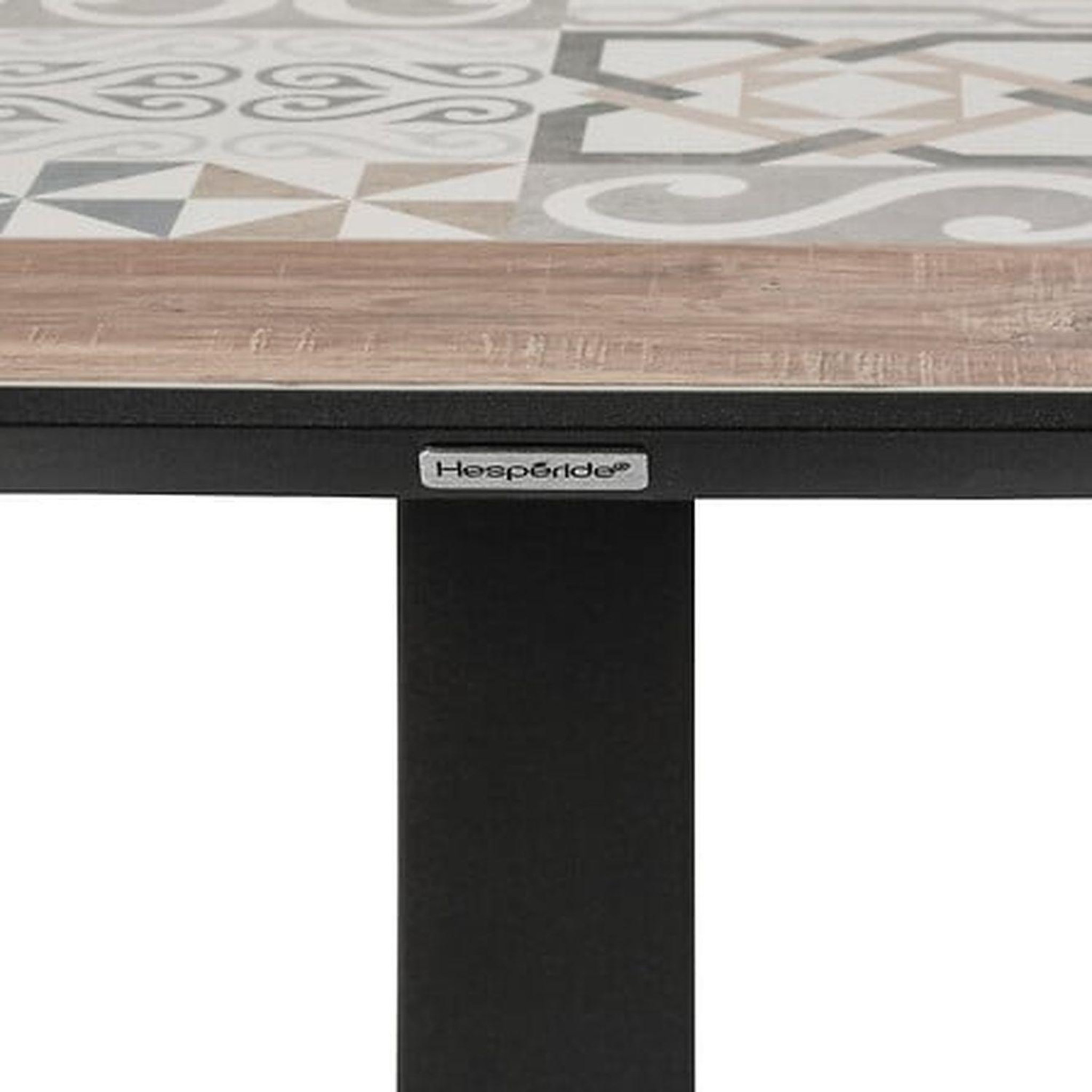 Voir la diapositive 4 : HESPERIDE Table de jardin bistro carrée en acier et céramique 2 places lambada - graphite