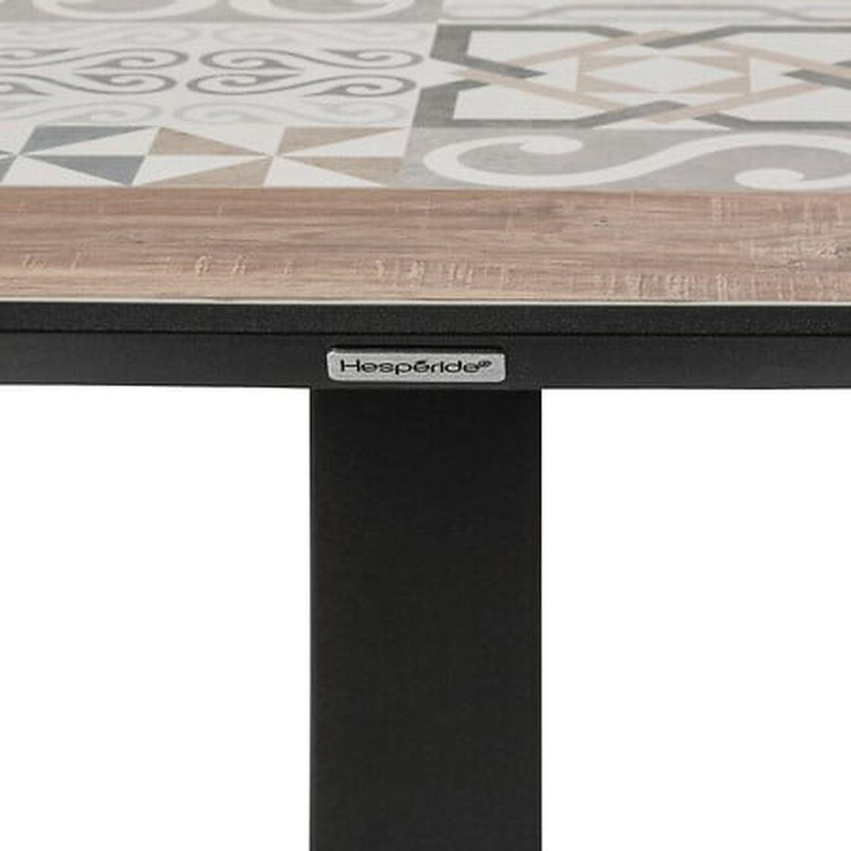 HESPERIDE Table de jardin bistro carrée en acier et céramique 2 places LAMBADA - Graphite