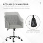 Voir la diapositive 4 : VINSETTO Chaise de bureau design Chesterfield capitonné hauteur réglable pivotant 360° fonction bascule piètement chromé tissu gris